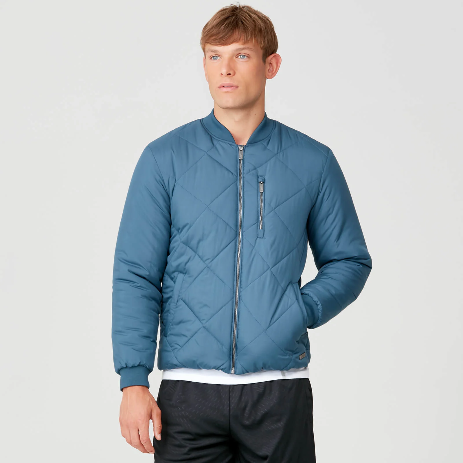 MP Men's Pro-Tech Quilted Bomber Jacket - Petrol Blue - XS Pilt 1