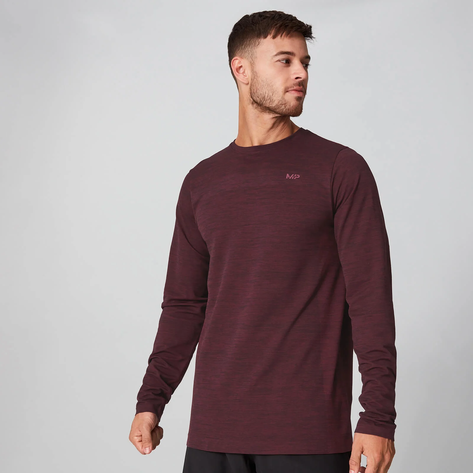 MP Men's Lightweight Seamless Long-Sleeve T-Shirt - Oxblood Marl - XS Pilt 1