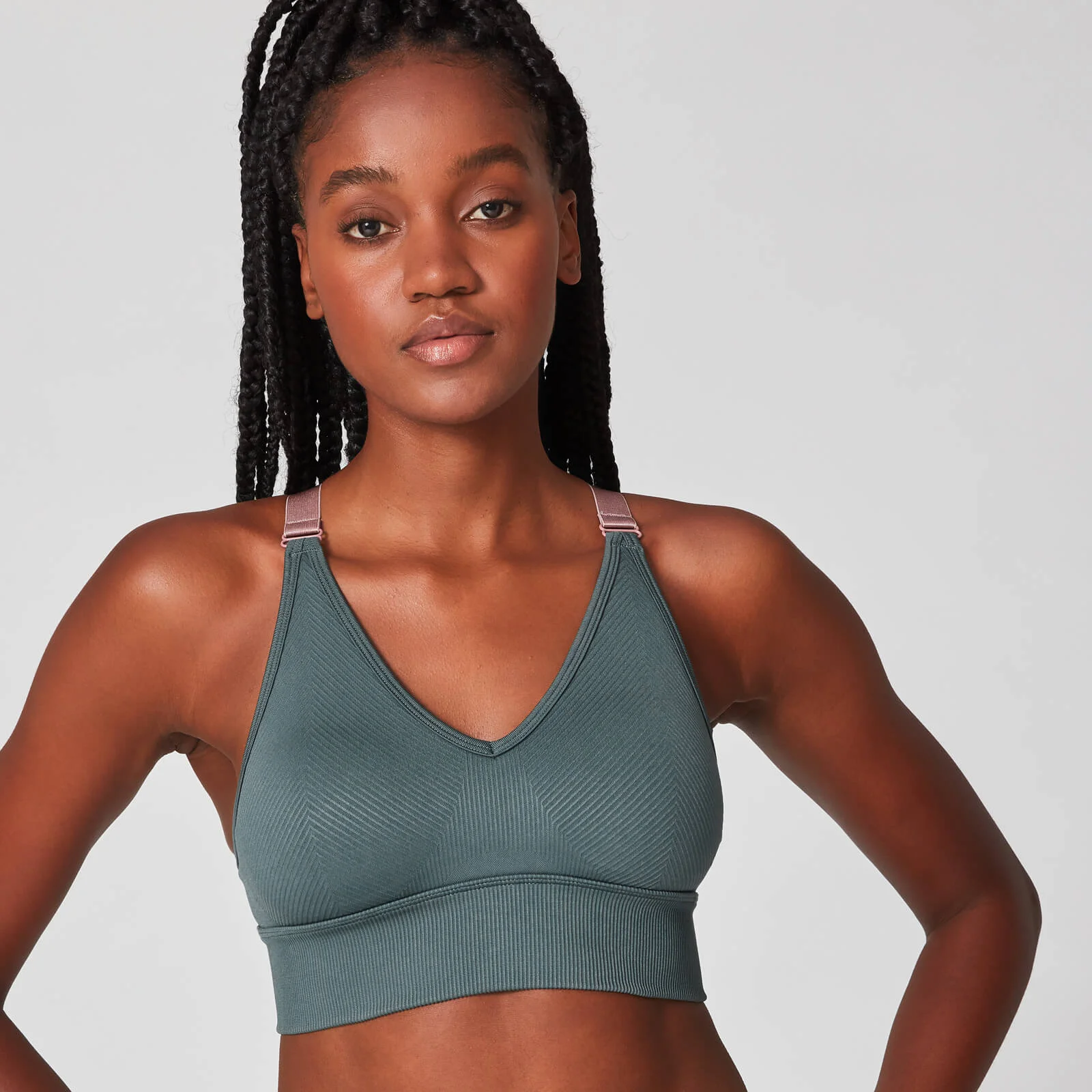 MP Luxe Ribbed Seamless Sports Bra - Castle Rock - XS Pilt 1