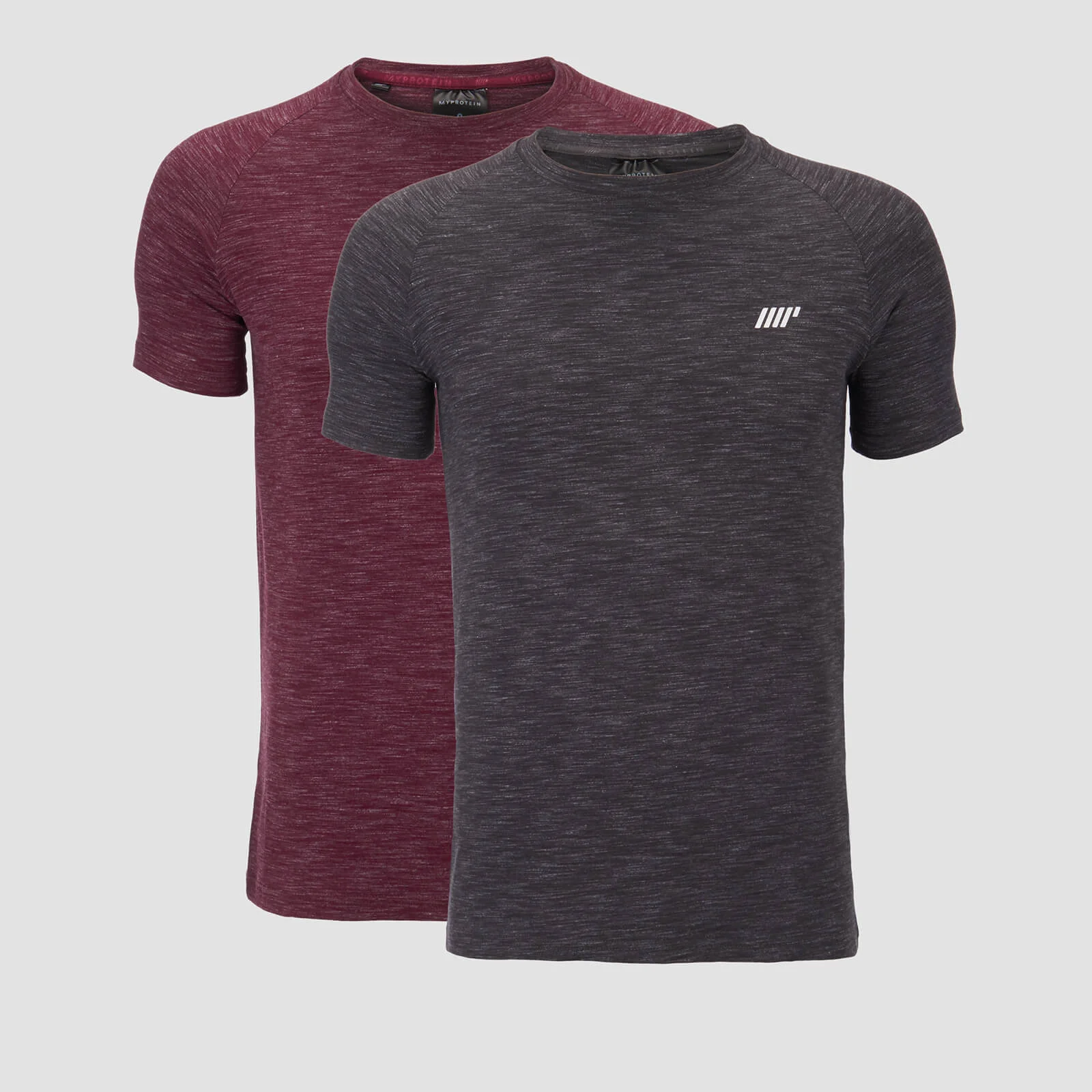 Myprotein Performance 2 Pack T-Shirts - Burgundy Marl/Charcoal Marl - XS Pilt 1