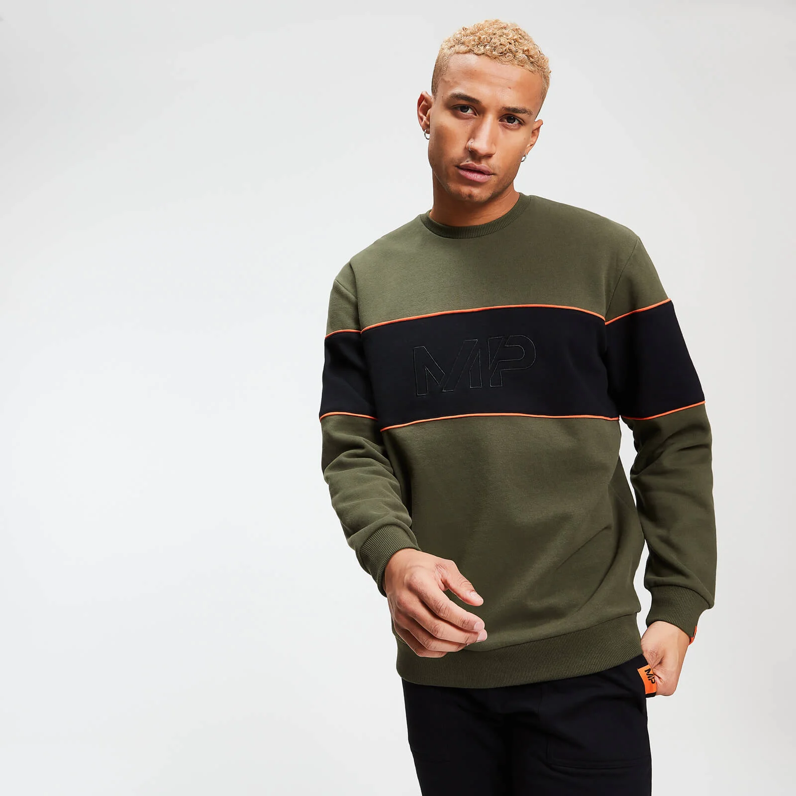MP Men's Rest Day Stripe Sweatshirt - Army Green - XS Pilt 1