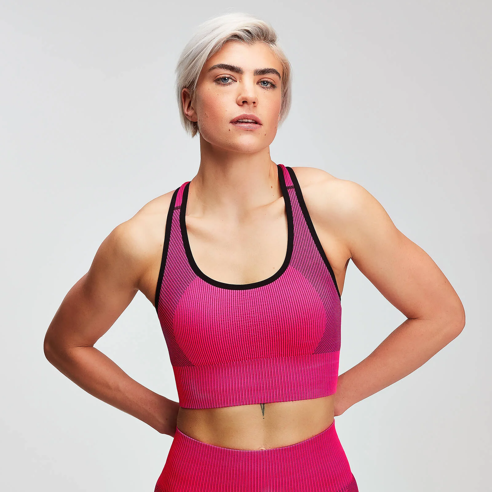 MP Women's Contrast Seamless Sports Bra - Super Pink - XS Pilt 1