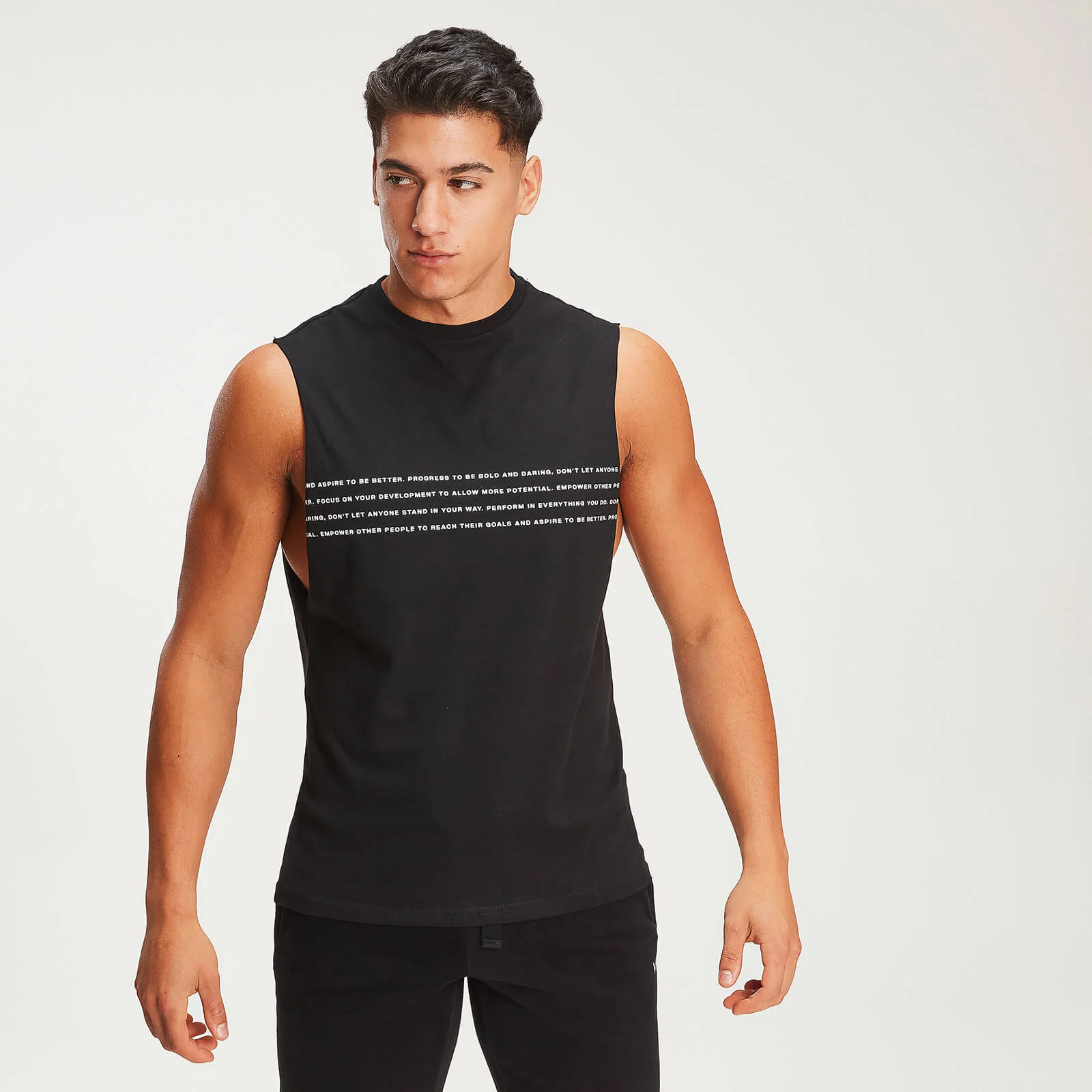 MP Men's Rest Day Slogan Drop Armhole Tank - Black - XS Pilt 1
