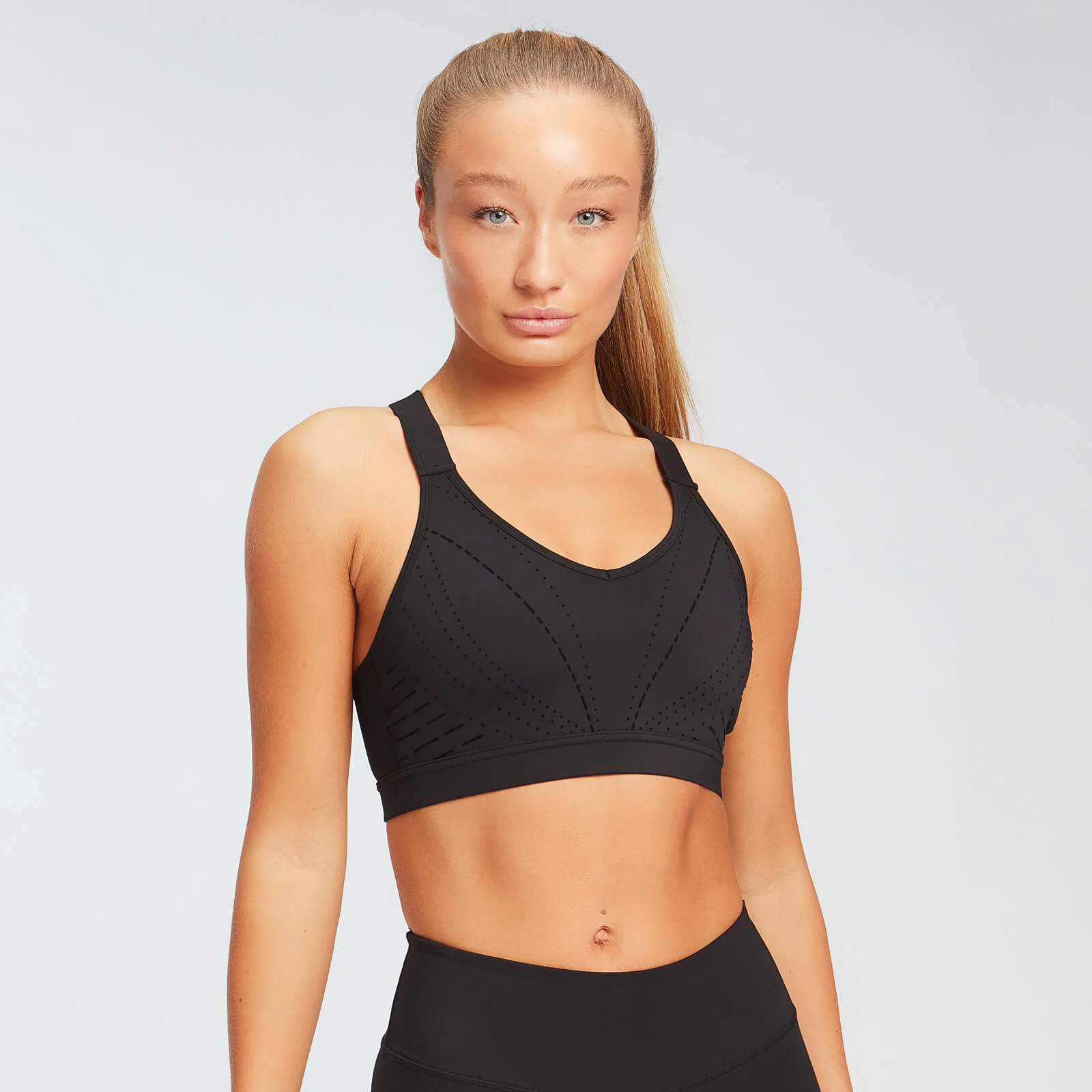 MP naiste geomeetrilise trükiga rinnahoidja – must - XS Pilt 1