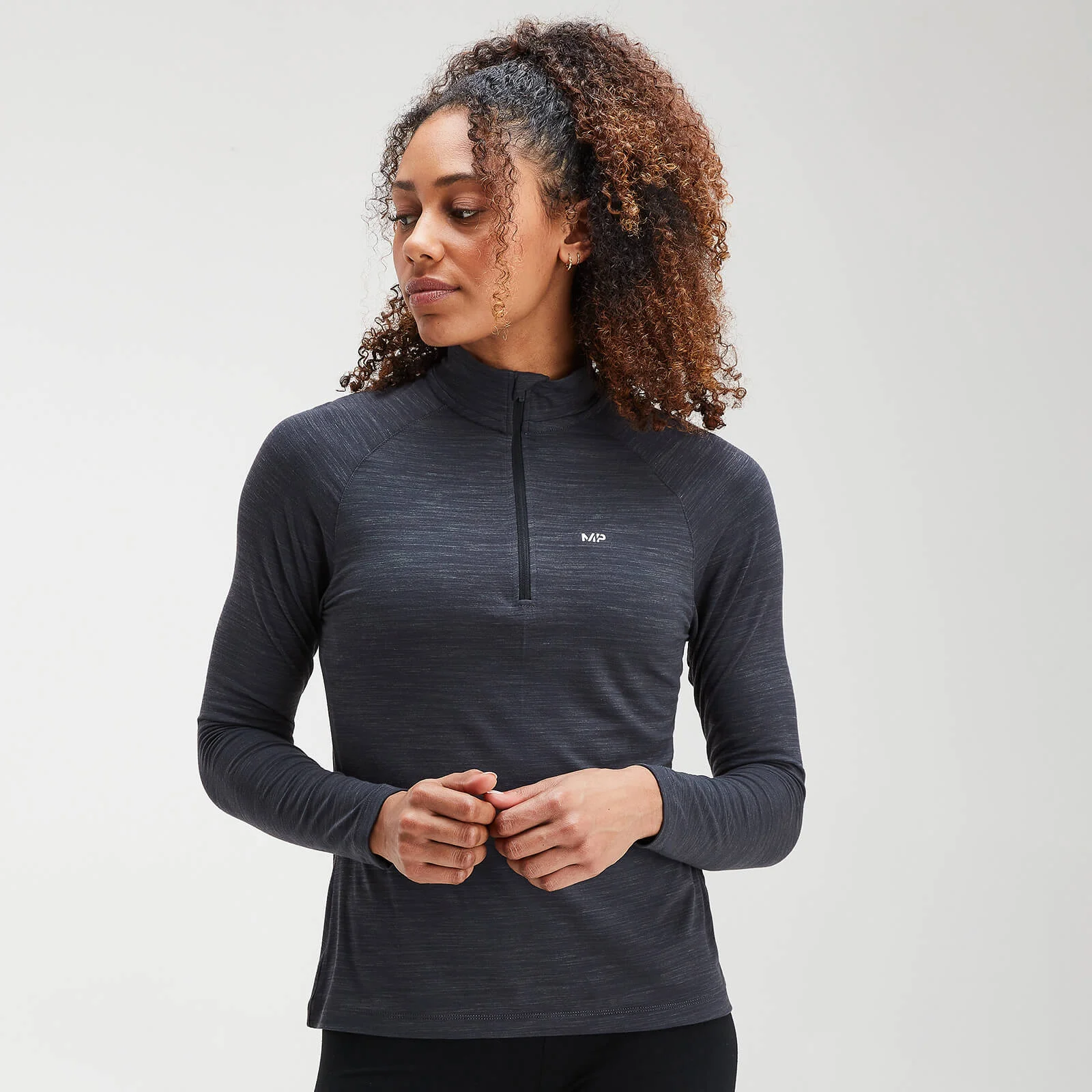 MP Women's Performance Zip Training Top- Black/Charcoal Marl - XS Pilt 1
