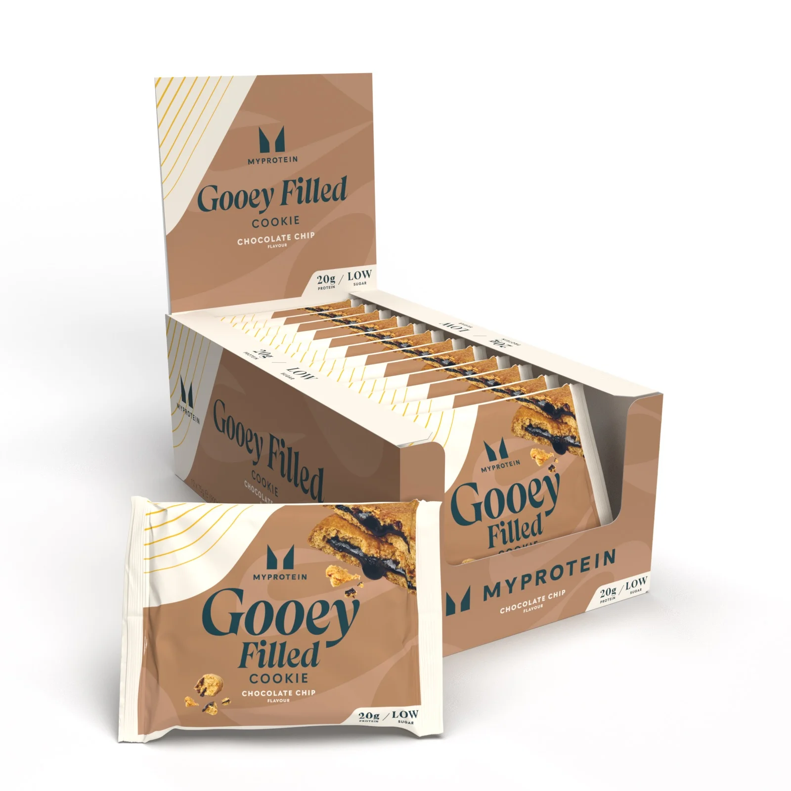 Küpsetatud proteiiniküpsis - 12 x 75g - Chocolate Chip (Gooey Filled) Pilt 1