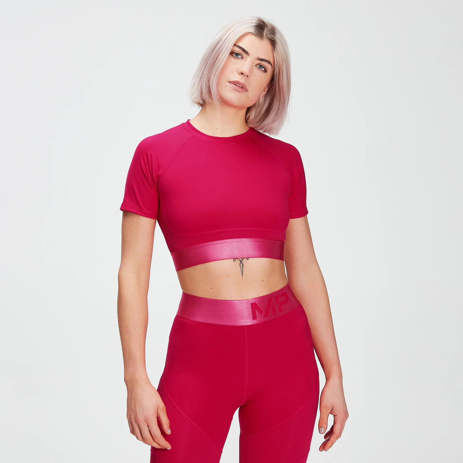 MP Women's Adapt Textured Crop Top- Virtual Pink - XXS Pilt 1