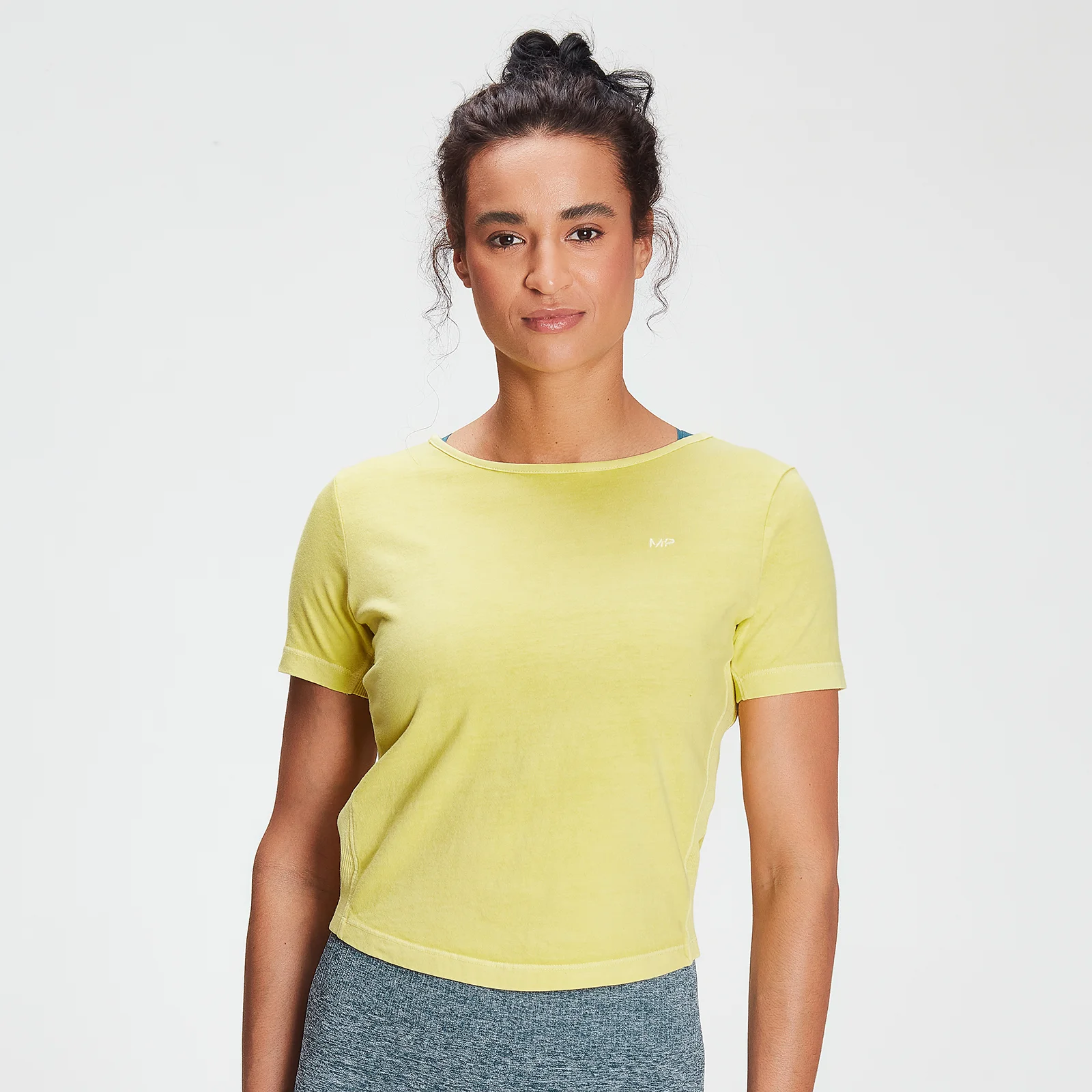 MP Women's Training Washed Tie Back T-shirt - Washed Yellow - XXS Pilt 1
