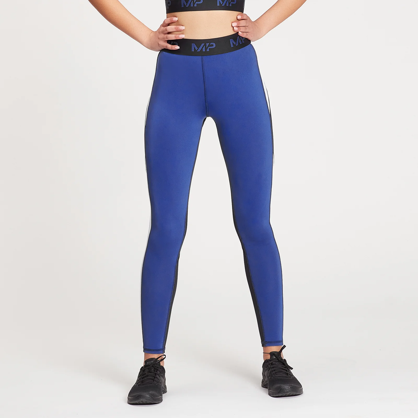 MP Women's Engage Colour Block Leggings - Black / White / Cobalt - XXS Pilt 1