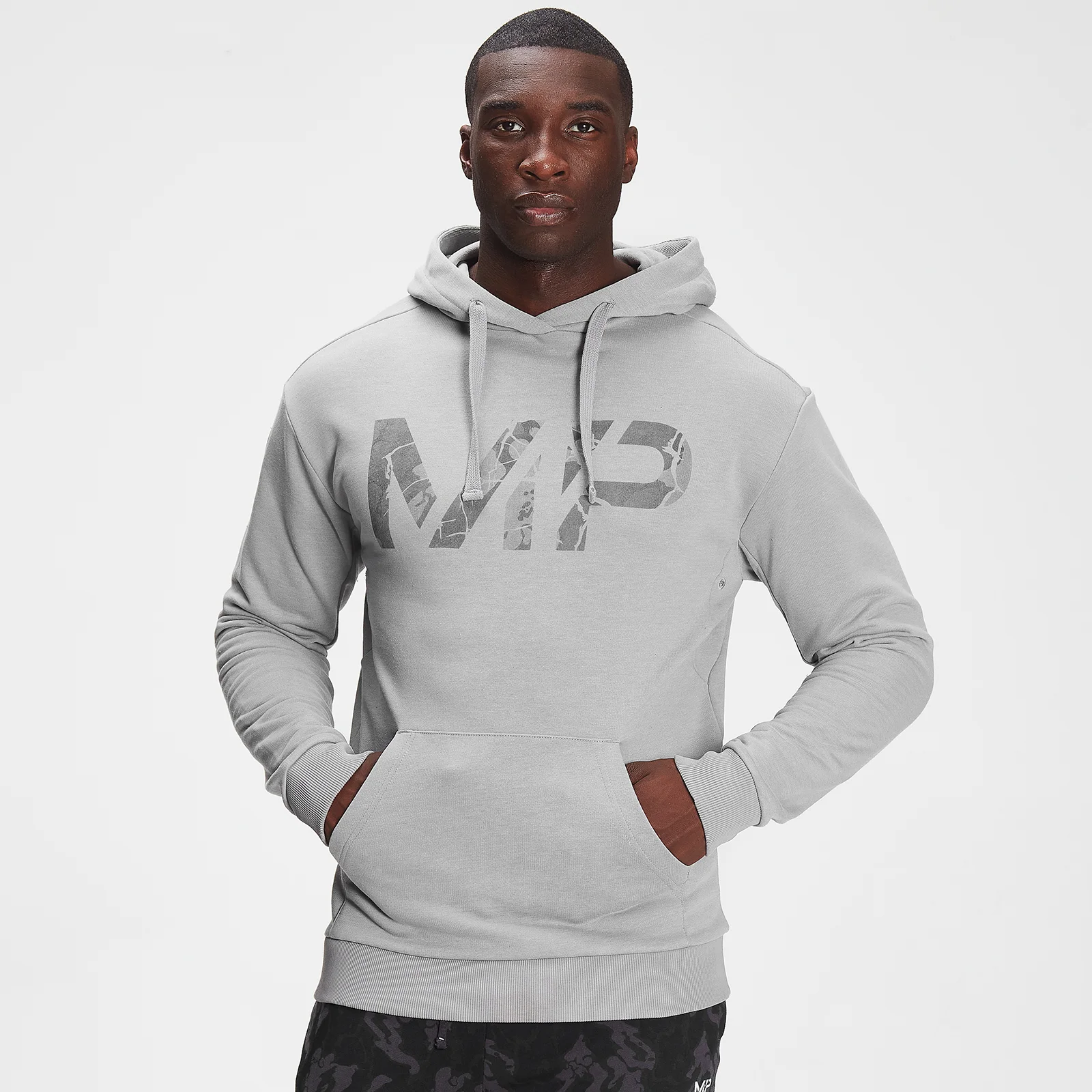 MP Men's Adapt Tonal Camo Hoodie- Storm Grey Marl - XXS Pilt 1