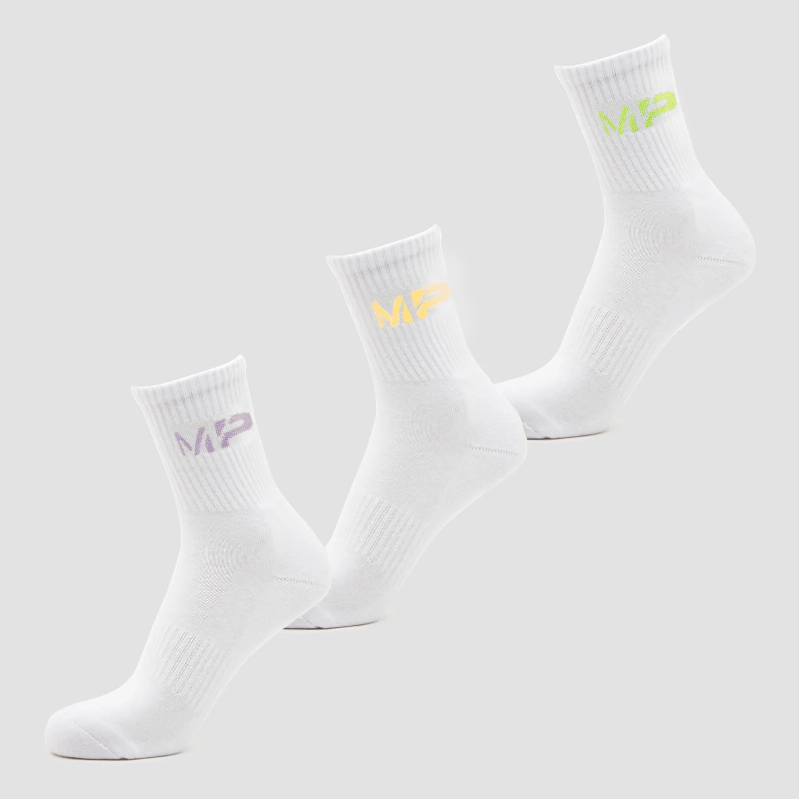 MP Women's Neon MP Logo Crew Socks (3 Pack) Butterfly/Banana/Lavender - UK 3-6 Pilt 1