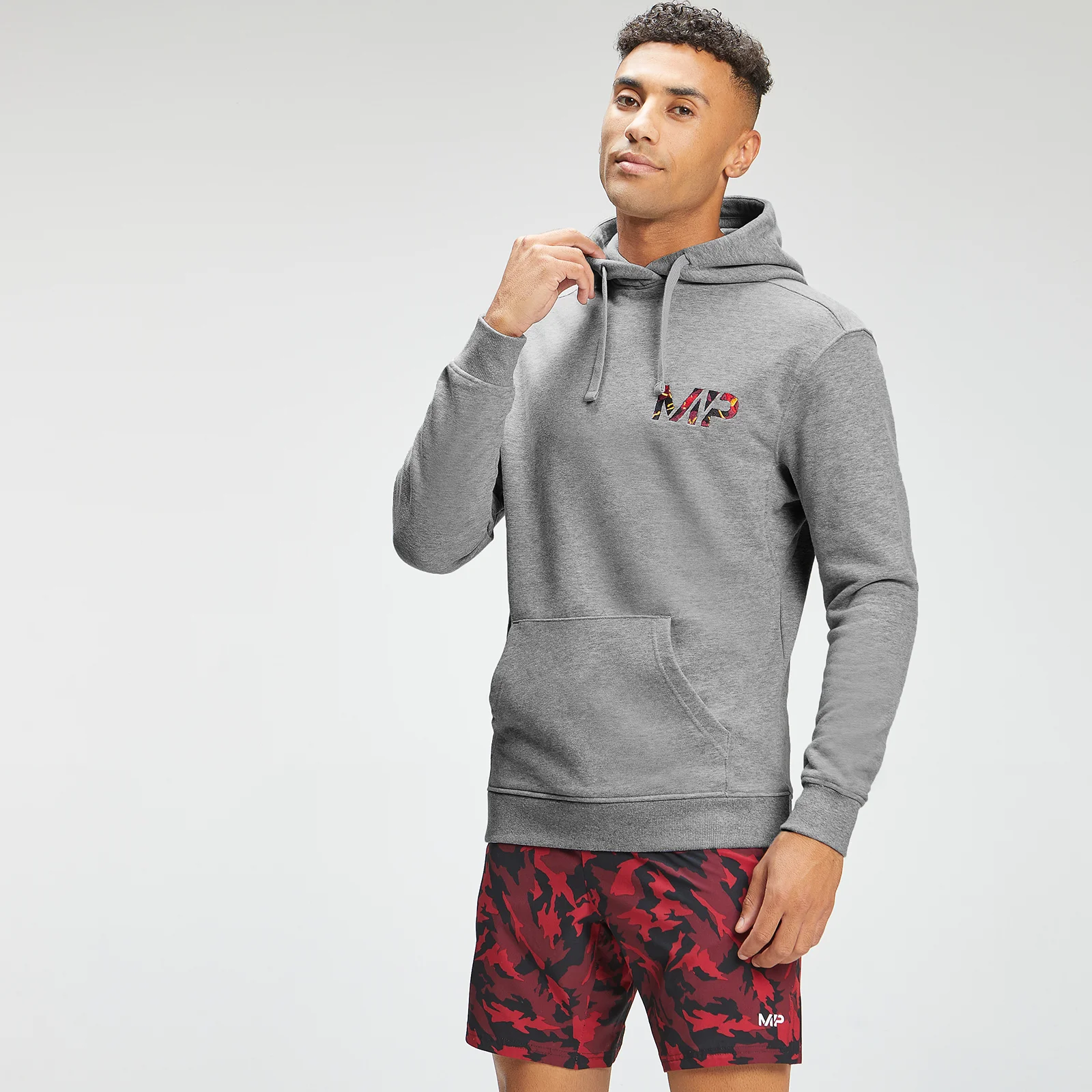 MP Men's Adapt Embroidered Hoodie - Storm Grey Marl - XXS Pilt 1