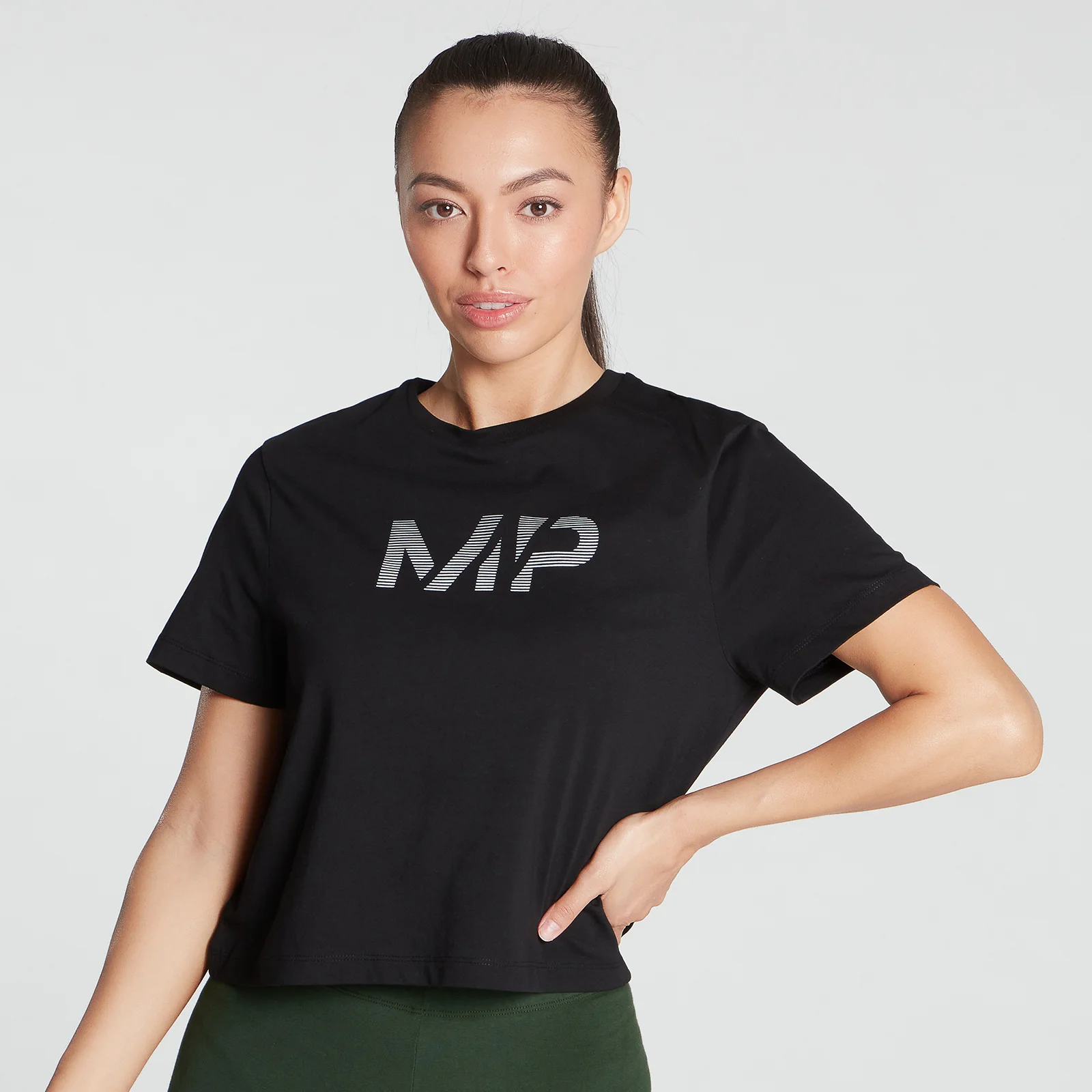 MP Women's Gradient Line Graphic Crop T-shirt- Black - XXS Pilt 1