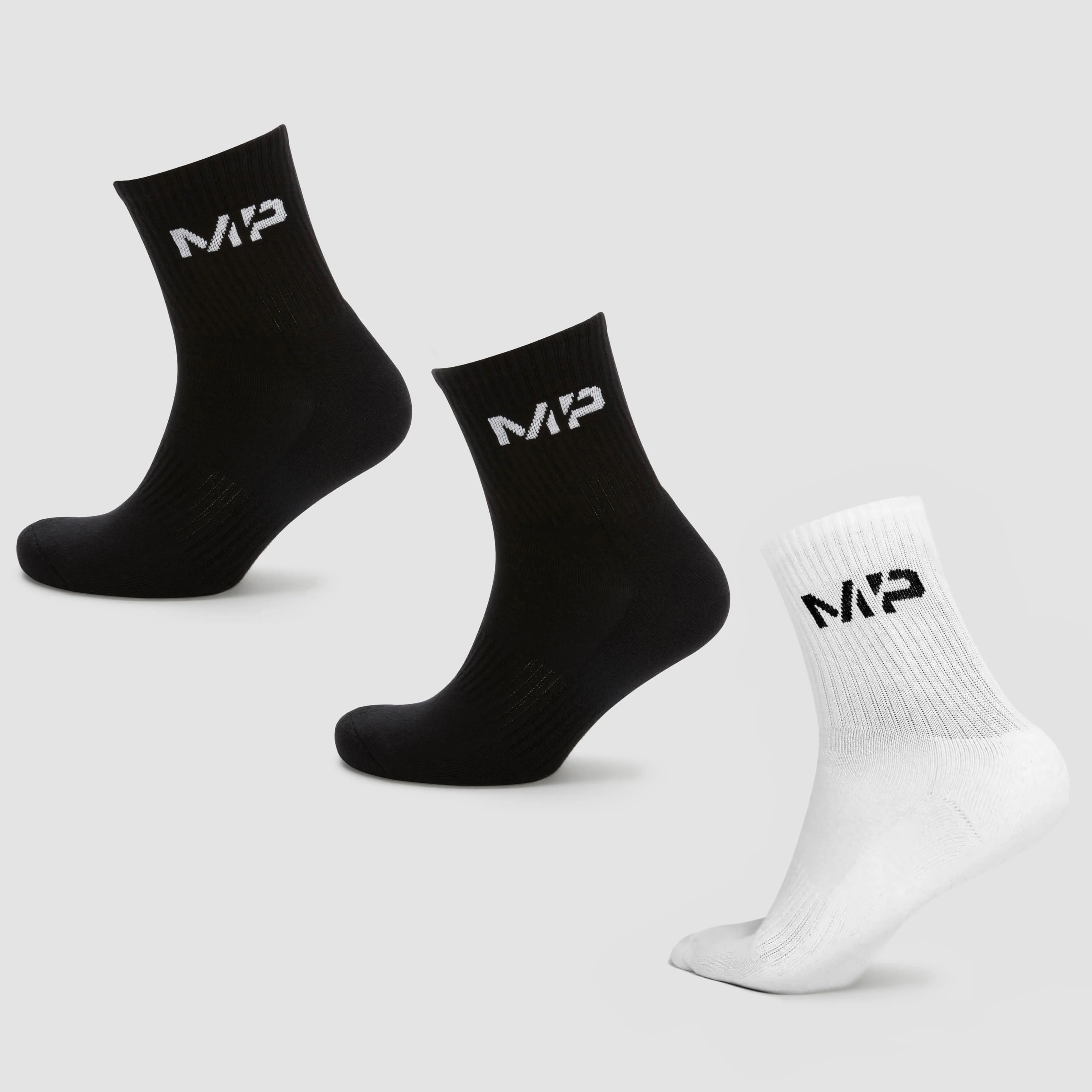 MP Women's Crew Socks (3 Pack) - Black/White - UK 3-6 Pilt 1