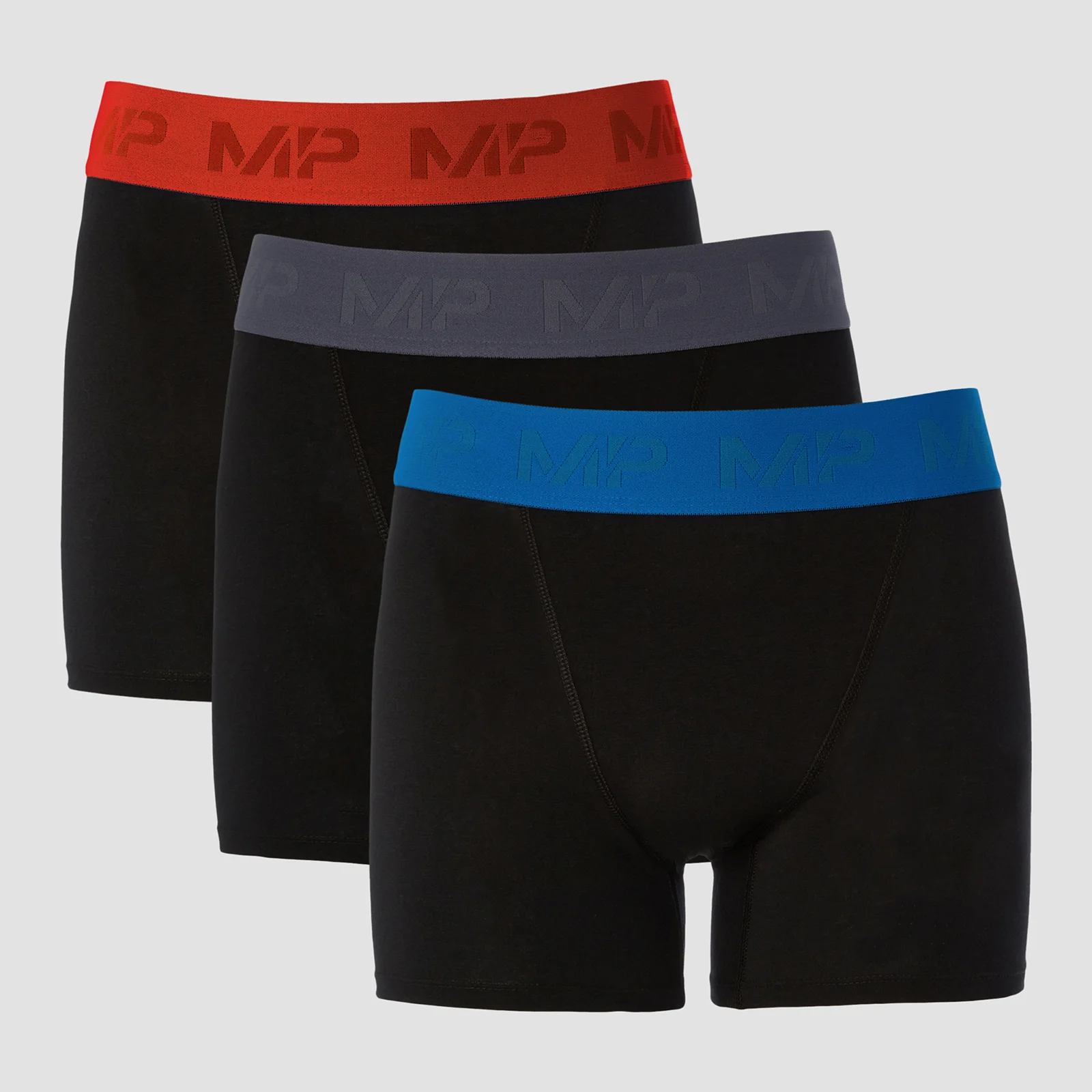 MP Men's Coloured Waistband Boxers (3 Pack) - Black/Graphite/True Blue/Fire - XXS Pilt 1