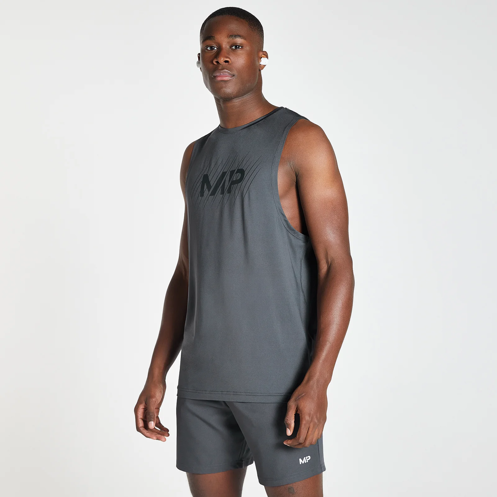 MP Men's Linear Line Graphic Essentials Training Tank Top - Gun Metal - S Pilt 1