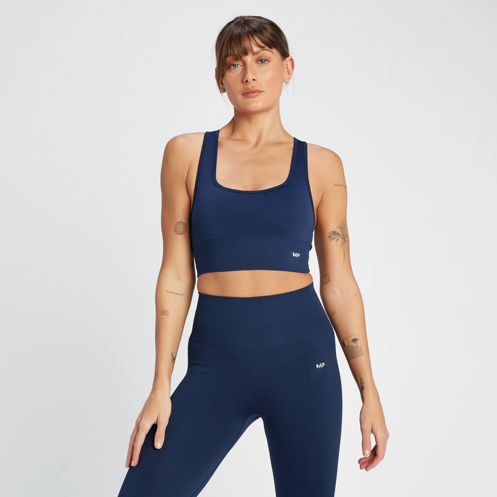 MP Women's Shape Seamless Cross Strap Sports Bra - Navy - XXS Pilt 1