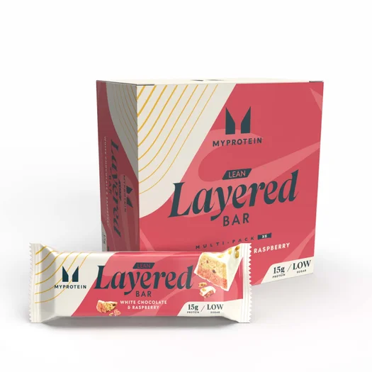 Väikse rasvasisaldusega kihiline batoon - 6 x 40g - White Chocolate and Raspberry