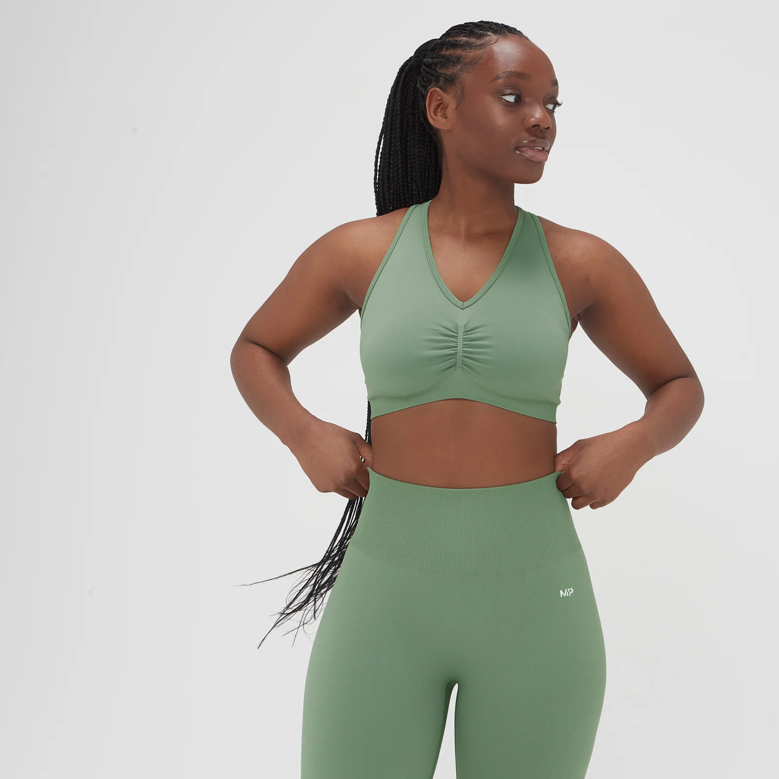 MP naiste pestud õmblusteta rinnahoidja - pestud nefriitroheline - XS Pilt 1