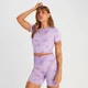 MP naiste Shape õmblusteta lühikeste varrukatega kropp T-särk - Purple Tie Dye