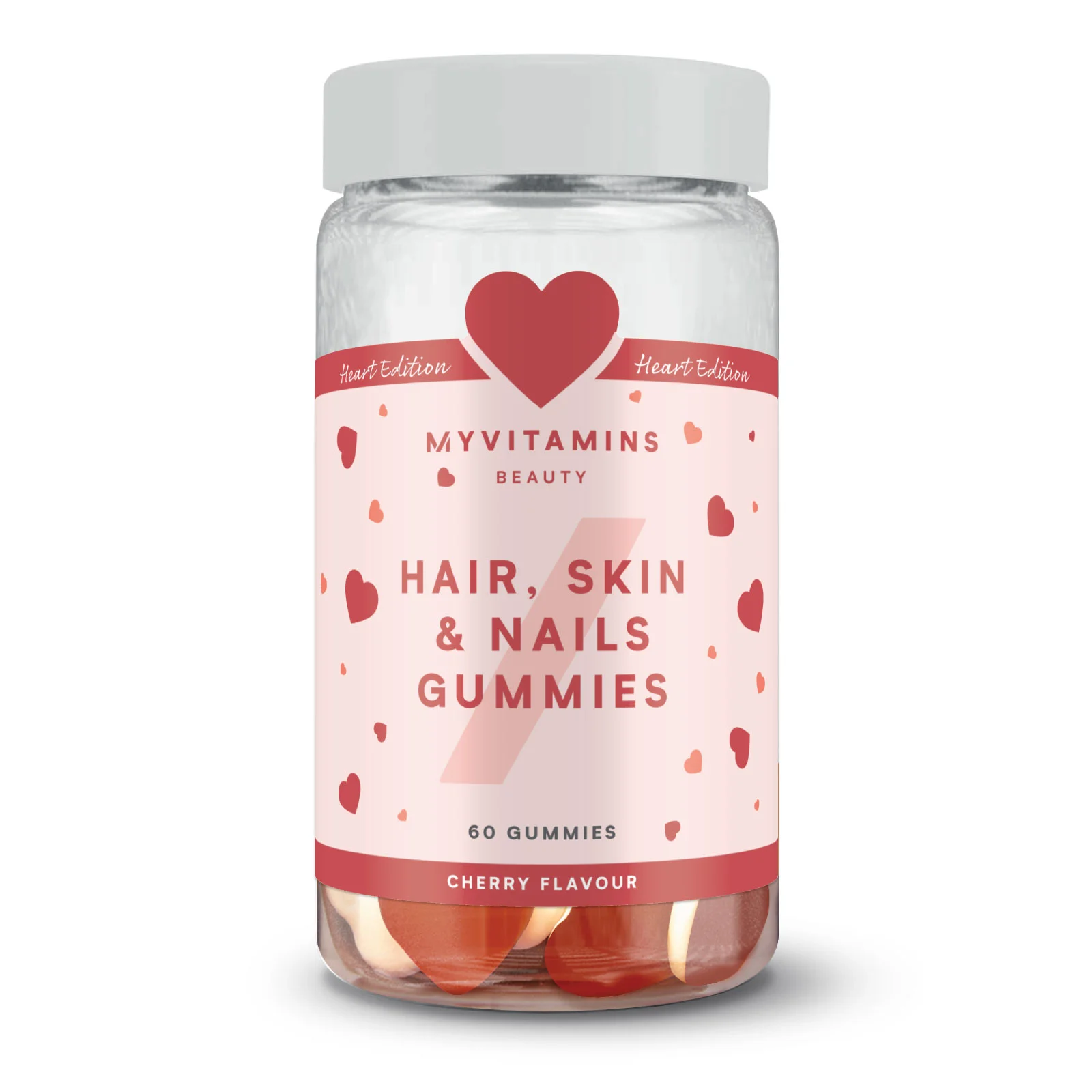 Juuste, naha ja küünte kummikommid - Layered Heart - 60gummies - Cherry Pilt 1