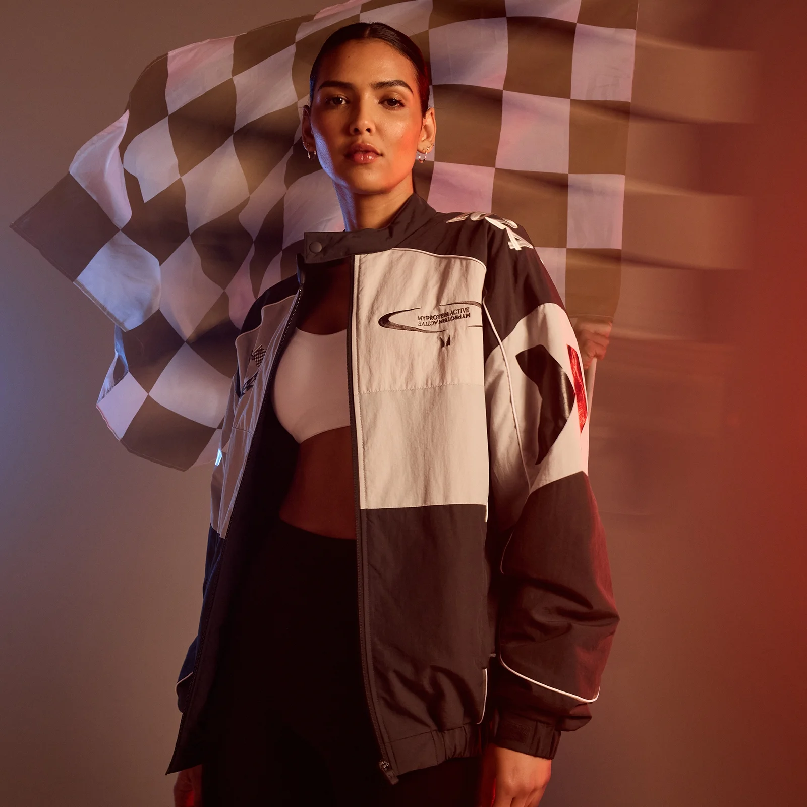 MP võidusõidusümboolikaga bomberjakk naistele, must - S Pilt 1