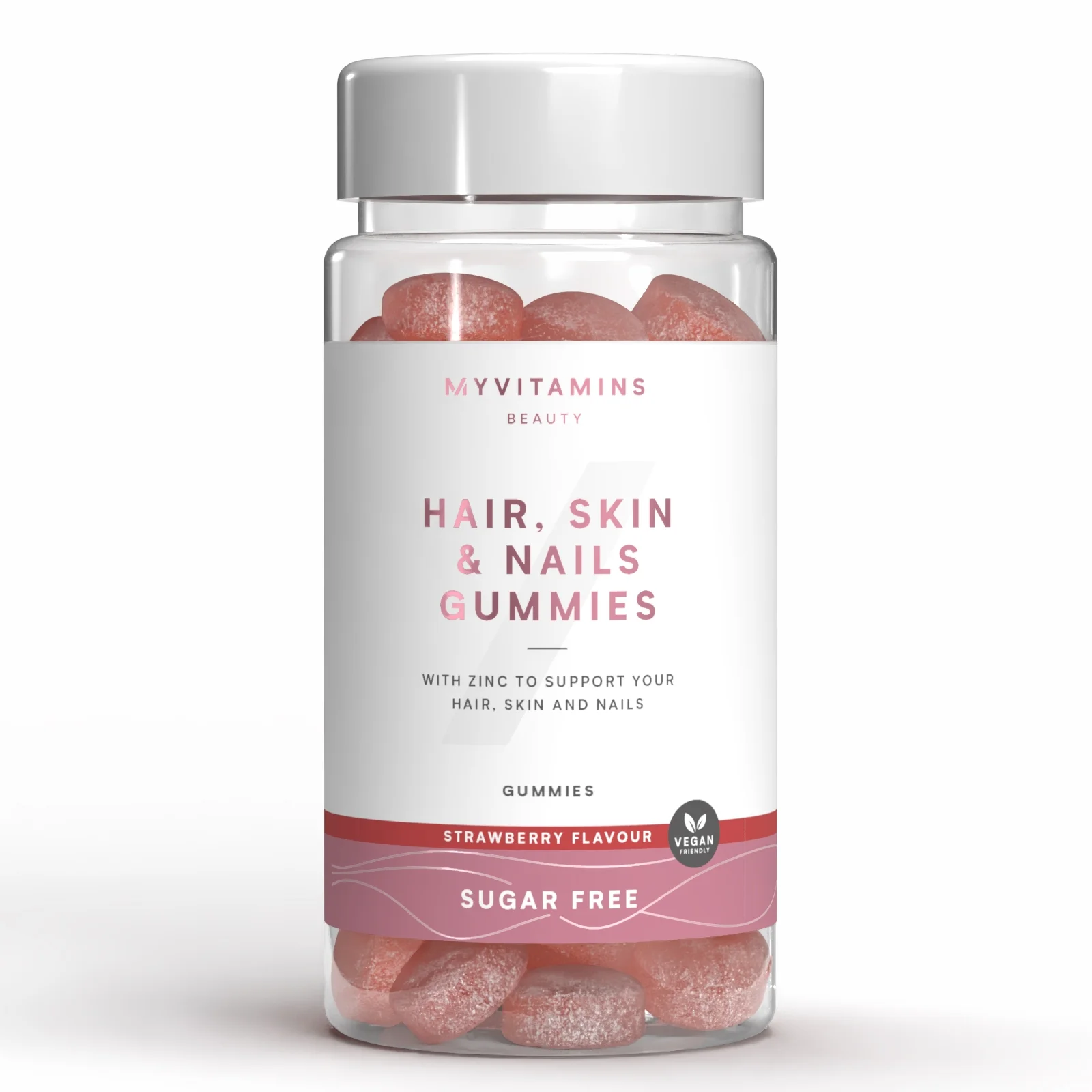 Suhkruvabad juuste, naha ja küünte kummikommid - 60gummies - Sugar Free Strawberry Pilt 1