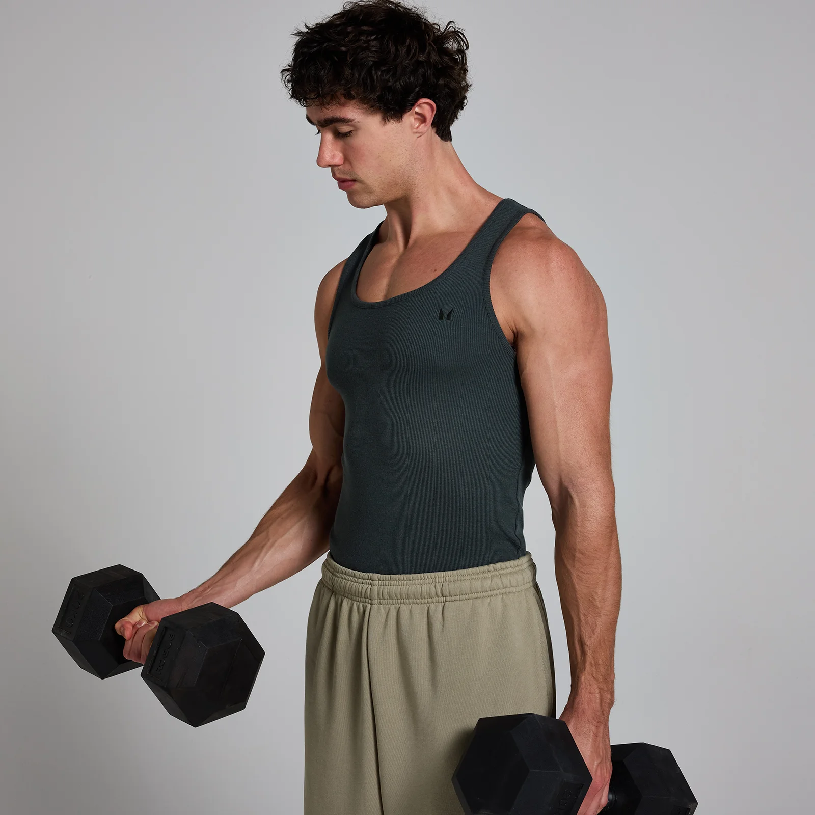 MP Men's Lift Ribbed Muscle Fit Tank - Washed Black - XS Pilt 1