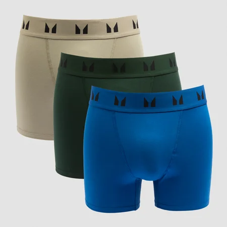 MP meeste bokserid (3-pakk) – tumerohelised/salveirohelised/sinised