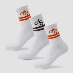 MP X Aleksandra sarja pikad sokid (3-pakk) – kohvipruunid/mandariinipunased - Size UK 2-5