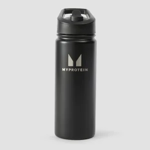 Myproteini taaskasutatud metallist klapitava kõrrega pudel 500 ml – must - Colour Black
