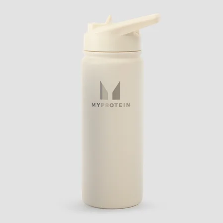 Myproteini taaskasutatud metallist klapitava kõrrega pudel 500 ml – kreemjas