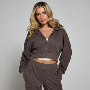 MP naiste pehme täispikkuses tõmbluku ja kapuutsiga dressipluus – šokolaadipruun - Size XS