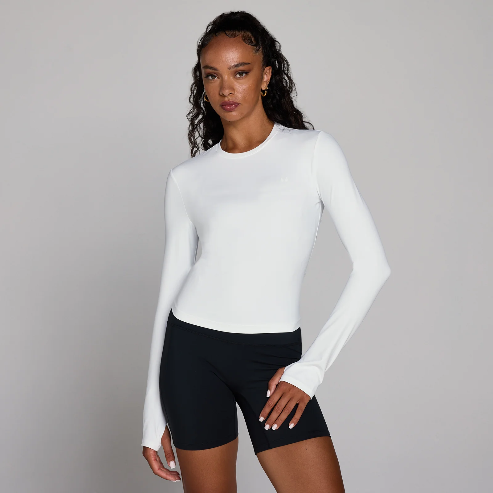 MP Women's Tempo Long Sleeve Top With Thumbholes - White - White - M Pilt 1