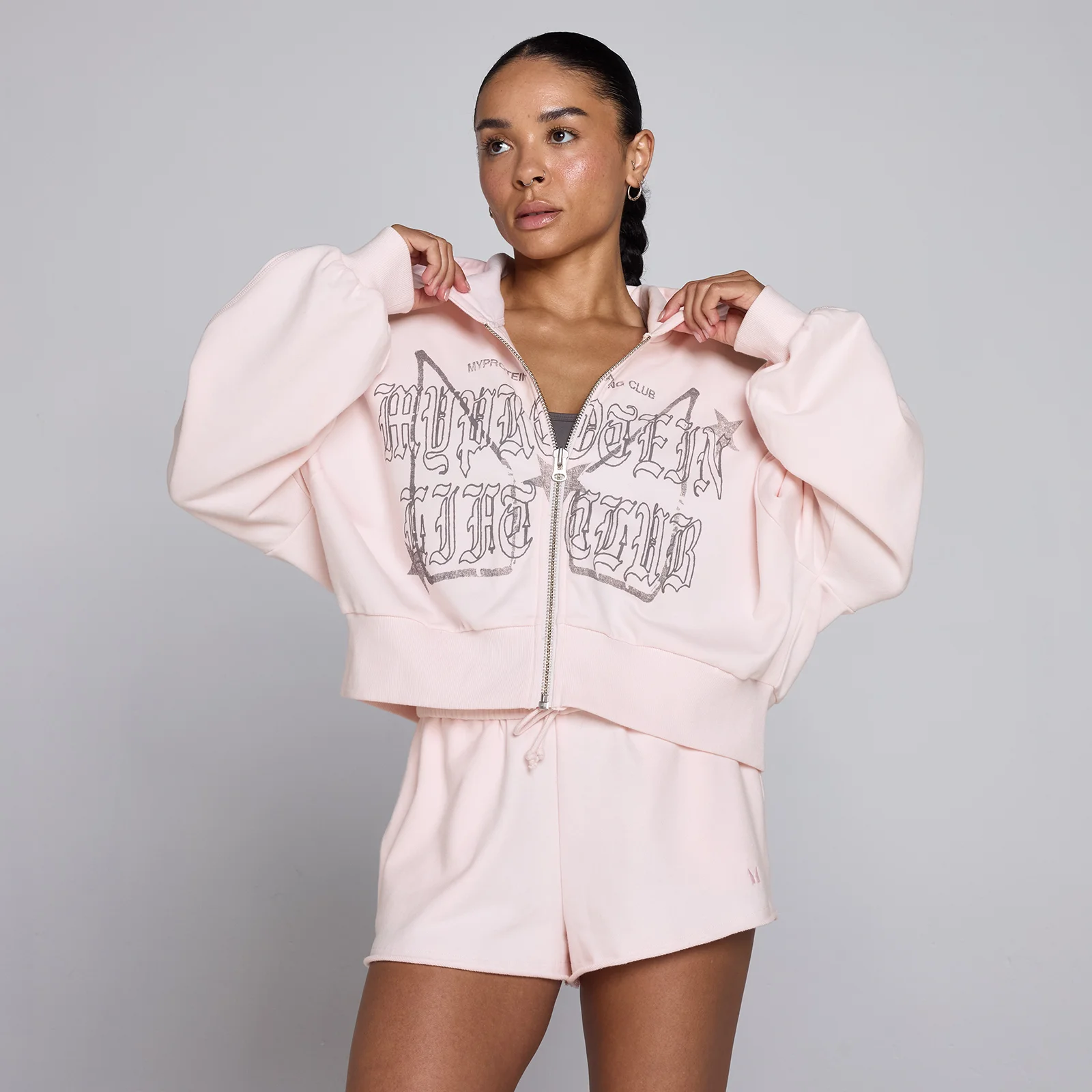 MP Women's Lift Graphic Lightweight Loopback Zip Through Hoodie - Baby Pink - L Pilt 1