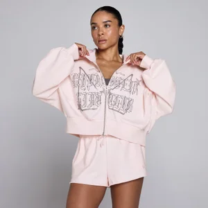 MP Women's Lift Graphic Lightweight Loopback Zip Through Hoodie - Baby Pink - Size XL