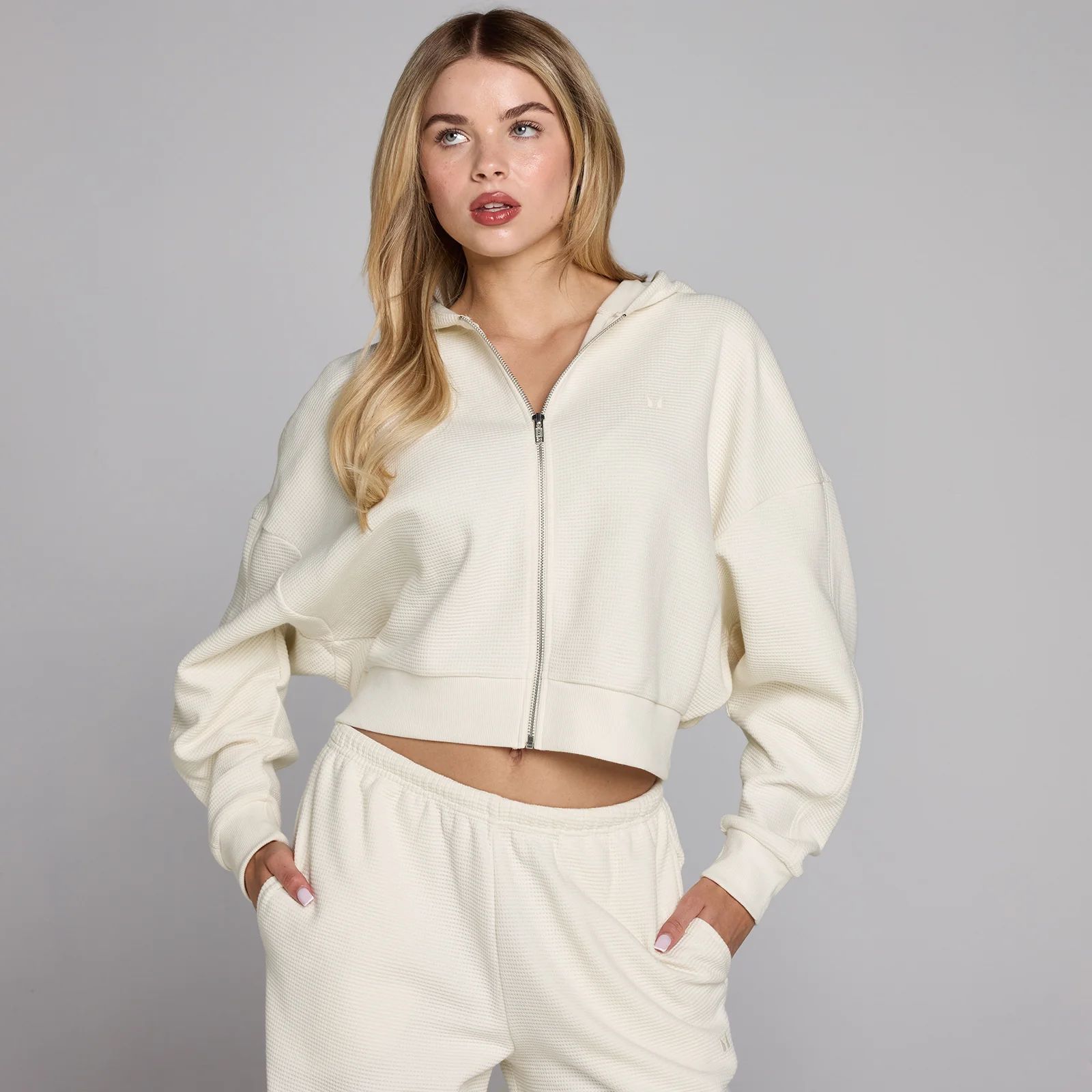 MP Women's Waffle Zip Through Hoodie - Ivory - M Pilt 1