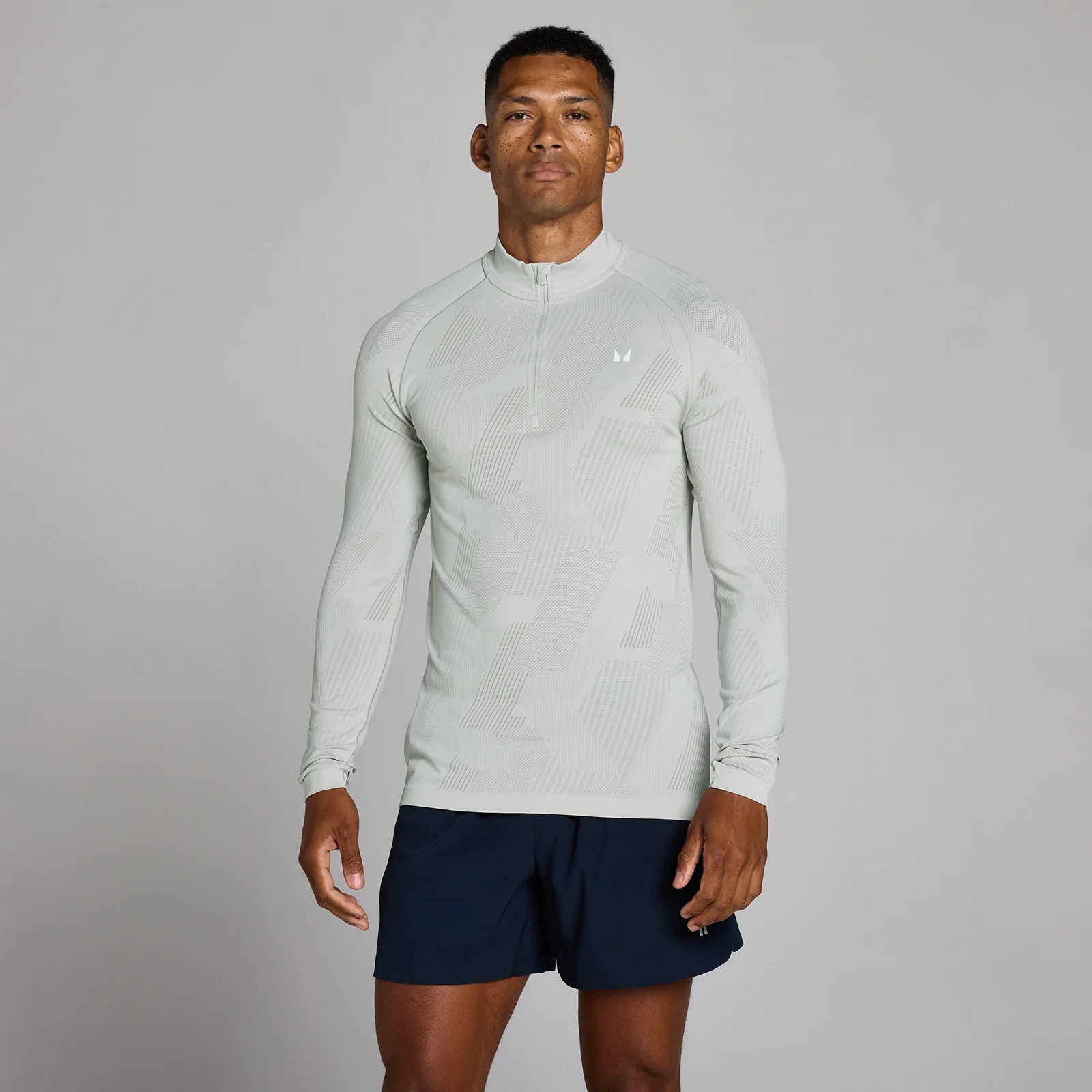 MP Men's Tempo Pillar Graphic Seamless 1/4 Zip - Chrome - S Pilt 1