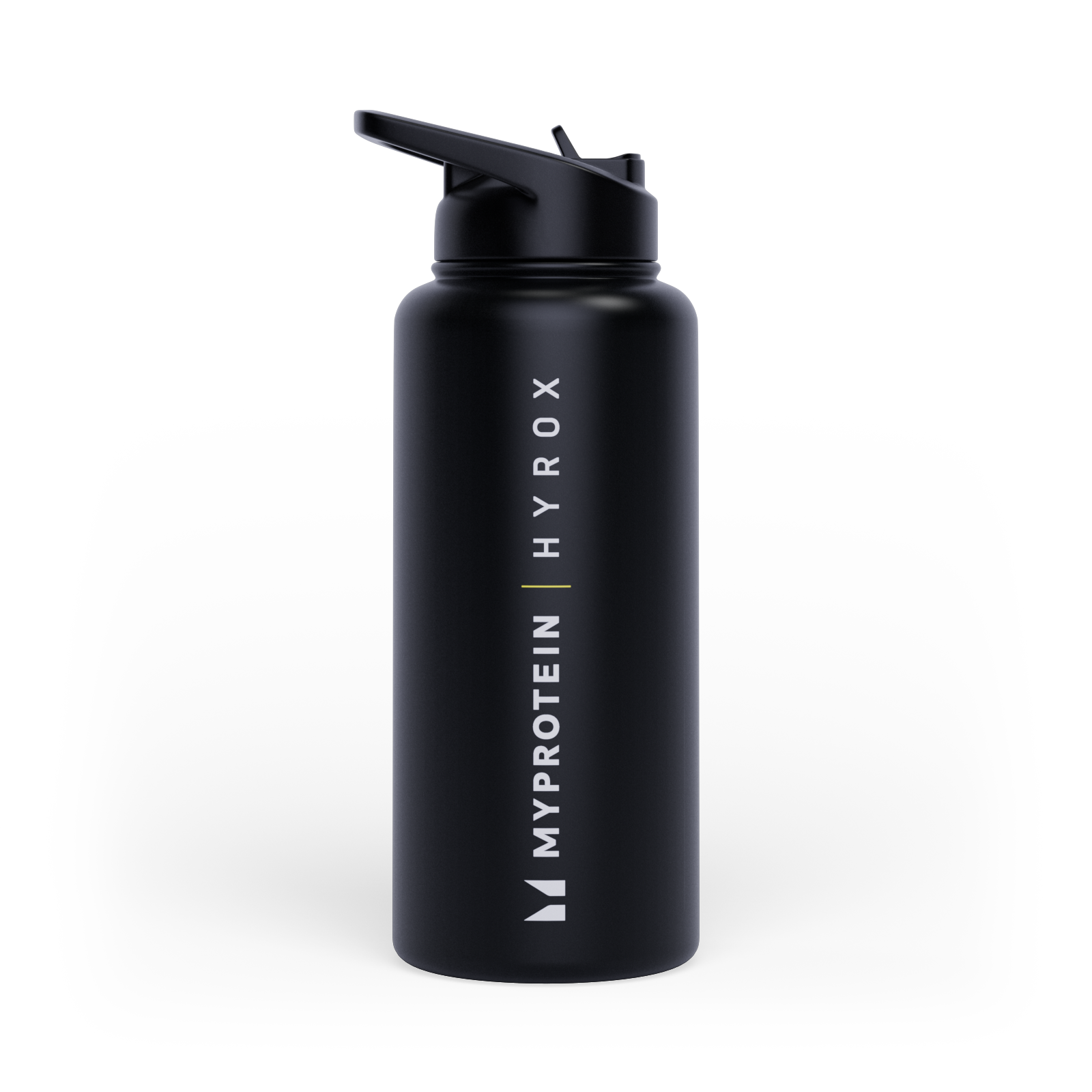 Myprotein Hyrox taaskasutatud metallist joogipudel klapikõrrega 1L - Must Pilt 1