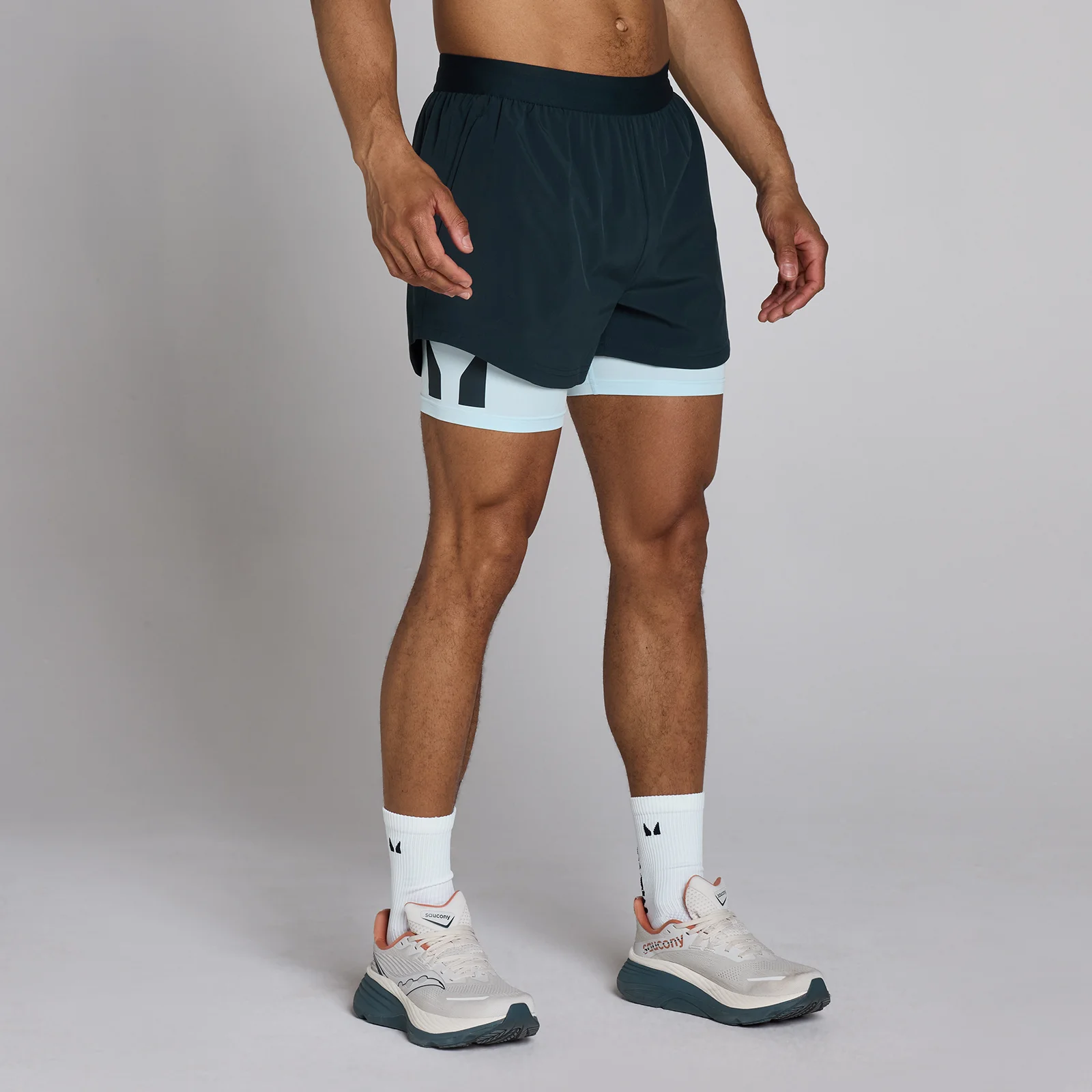 MP meeste 2-in-1 lühikesed püksid 5" - Faded Blue - XS Pilt 1