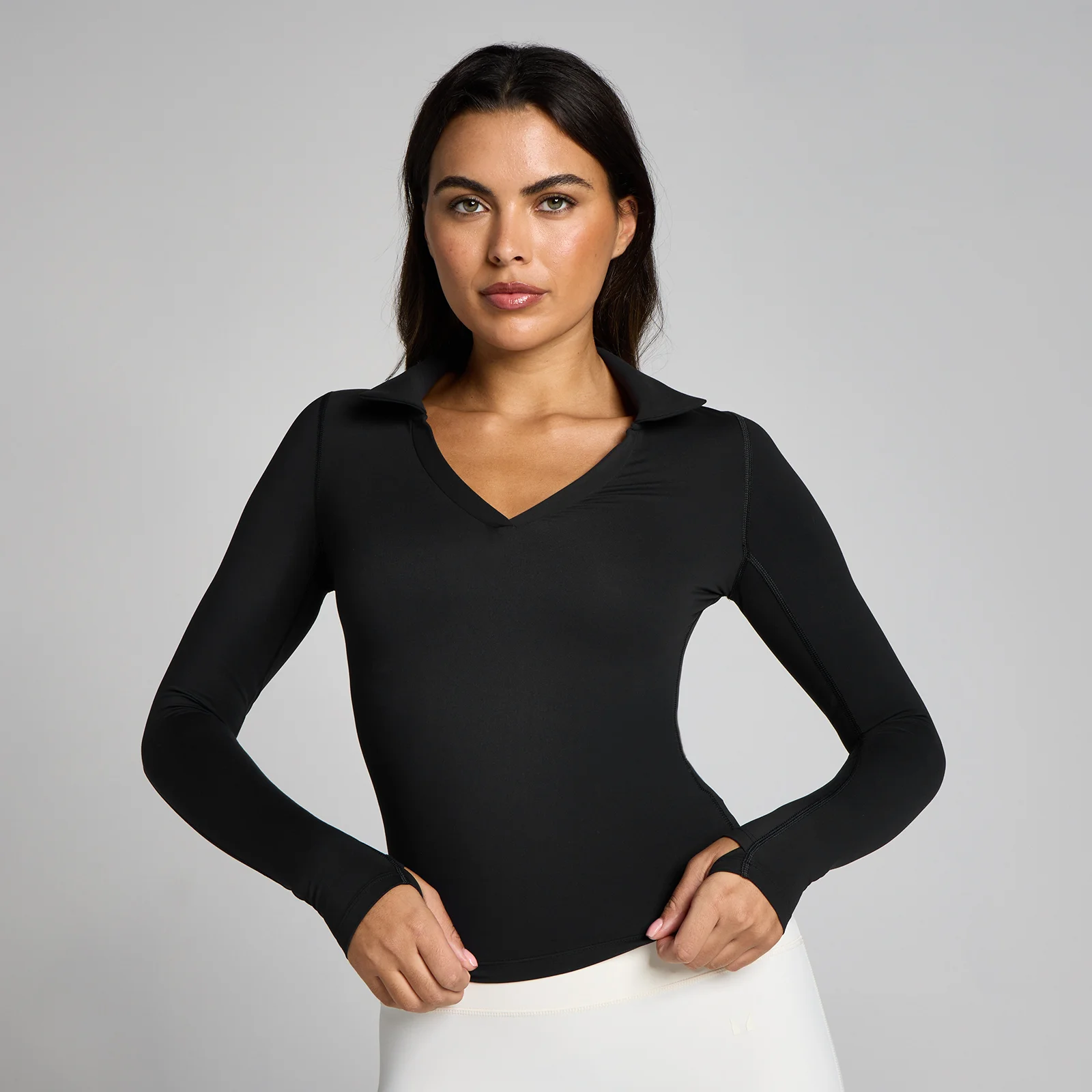 MP Naiste Tempo Long Sleeve Collared Top - Must - M Pilt 1