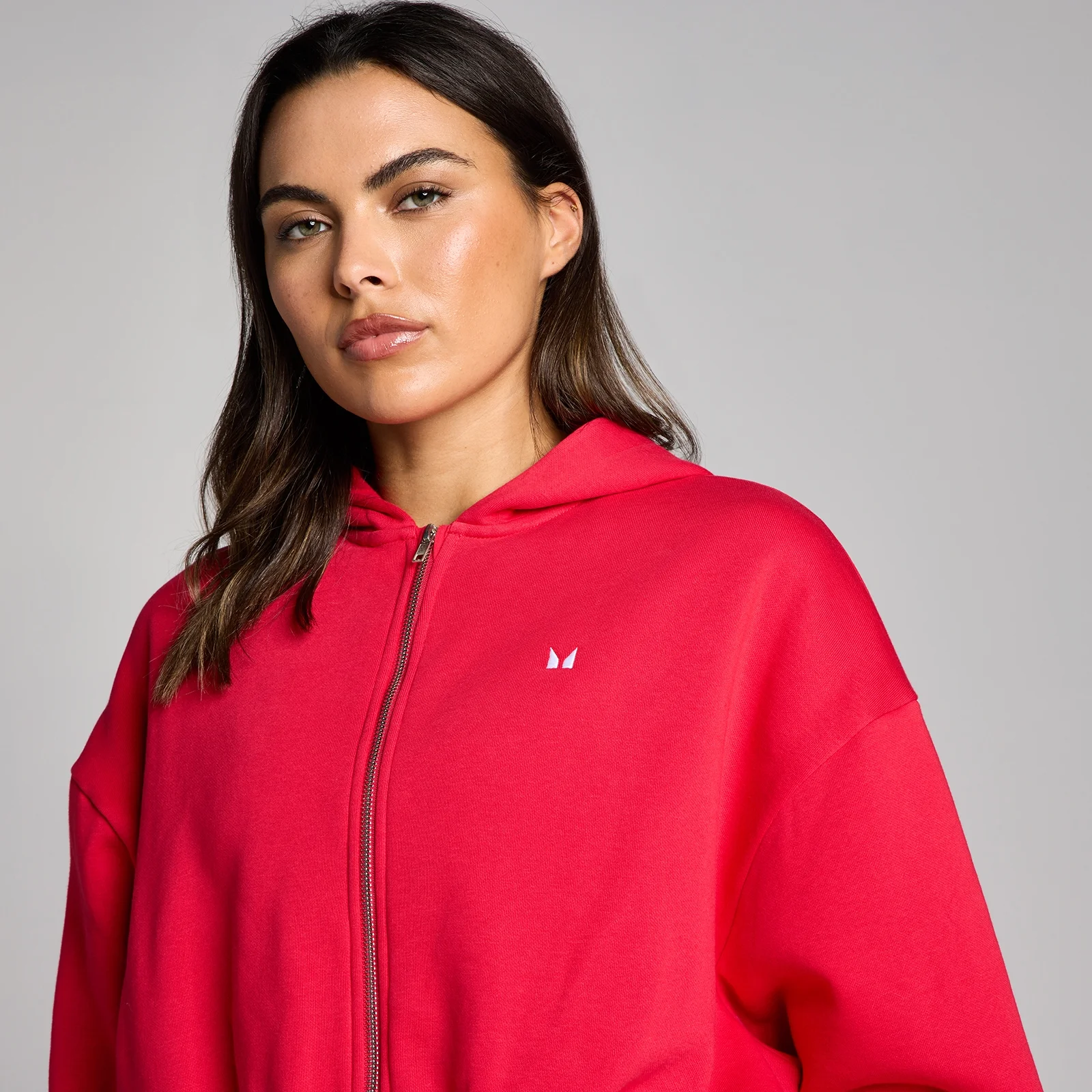 MP Naiste Basic Zip Through Cropped Kapuutsiga Dressipluus - Chilli - XS Pilt 4