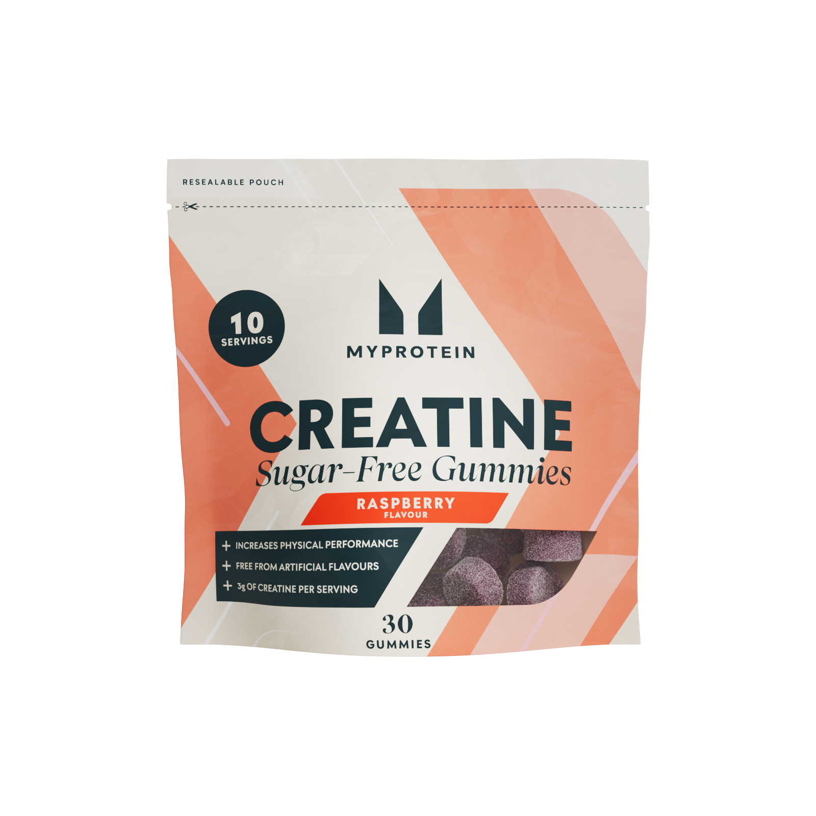 Kreatiini kummikommid - 30 Gummies - 10Portsjonit - Raspberry (Sugar-Free) Pilt 1