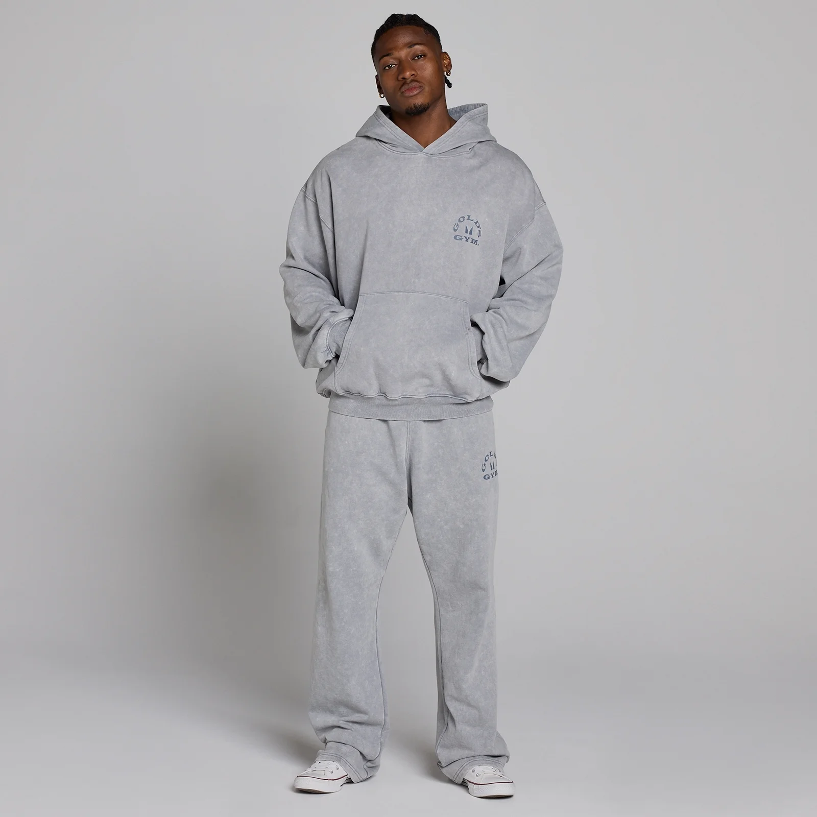 MP X Gold's Meeste Washed Graphic Oversized Kapuutsiga Dressipluus - Steel Blue - L Pilt 5