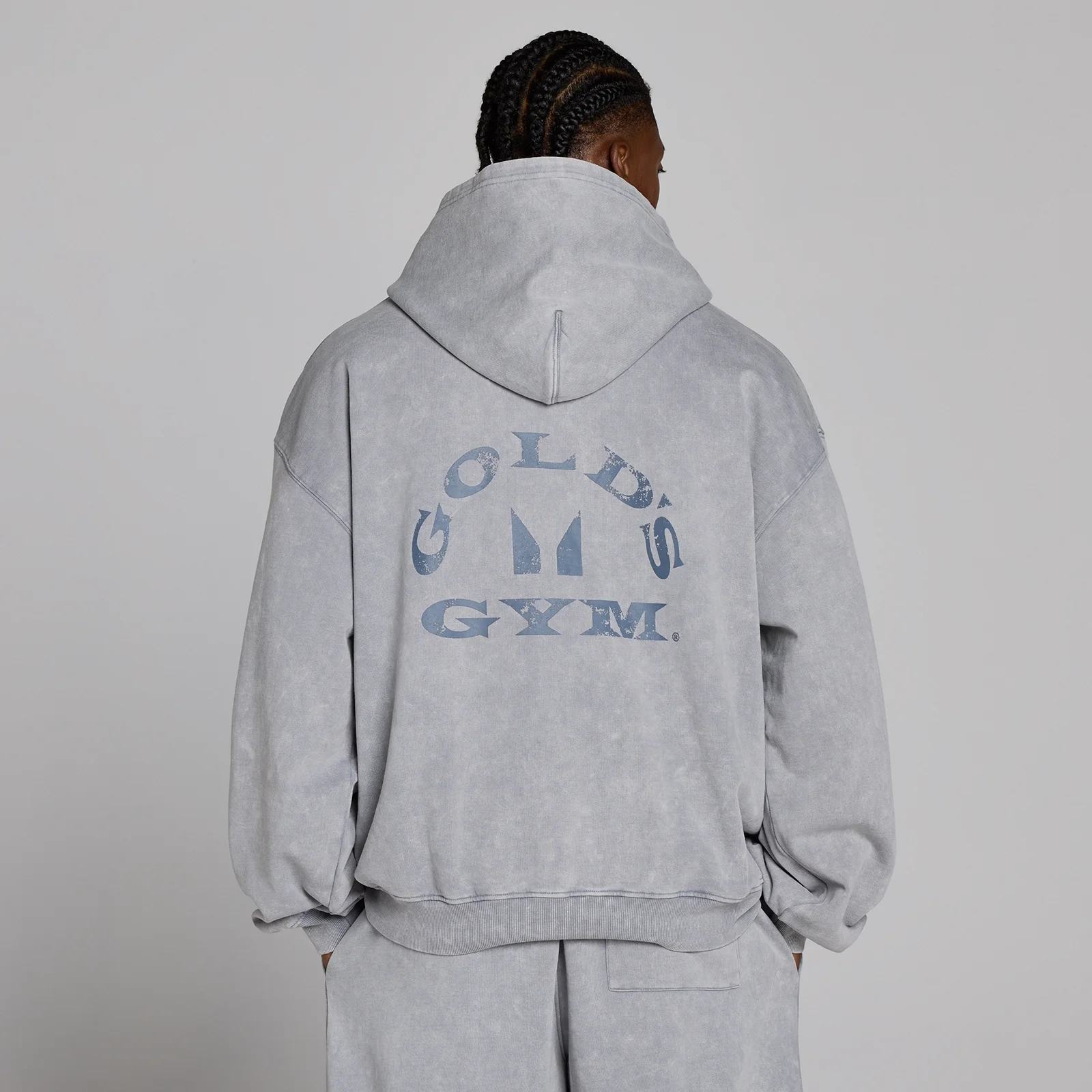 MP X Gold's Meeste Washed Graphic Oversized Kapuutsiga Dressipluus - Steel Blue - L Pilt 4