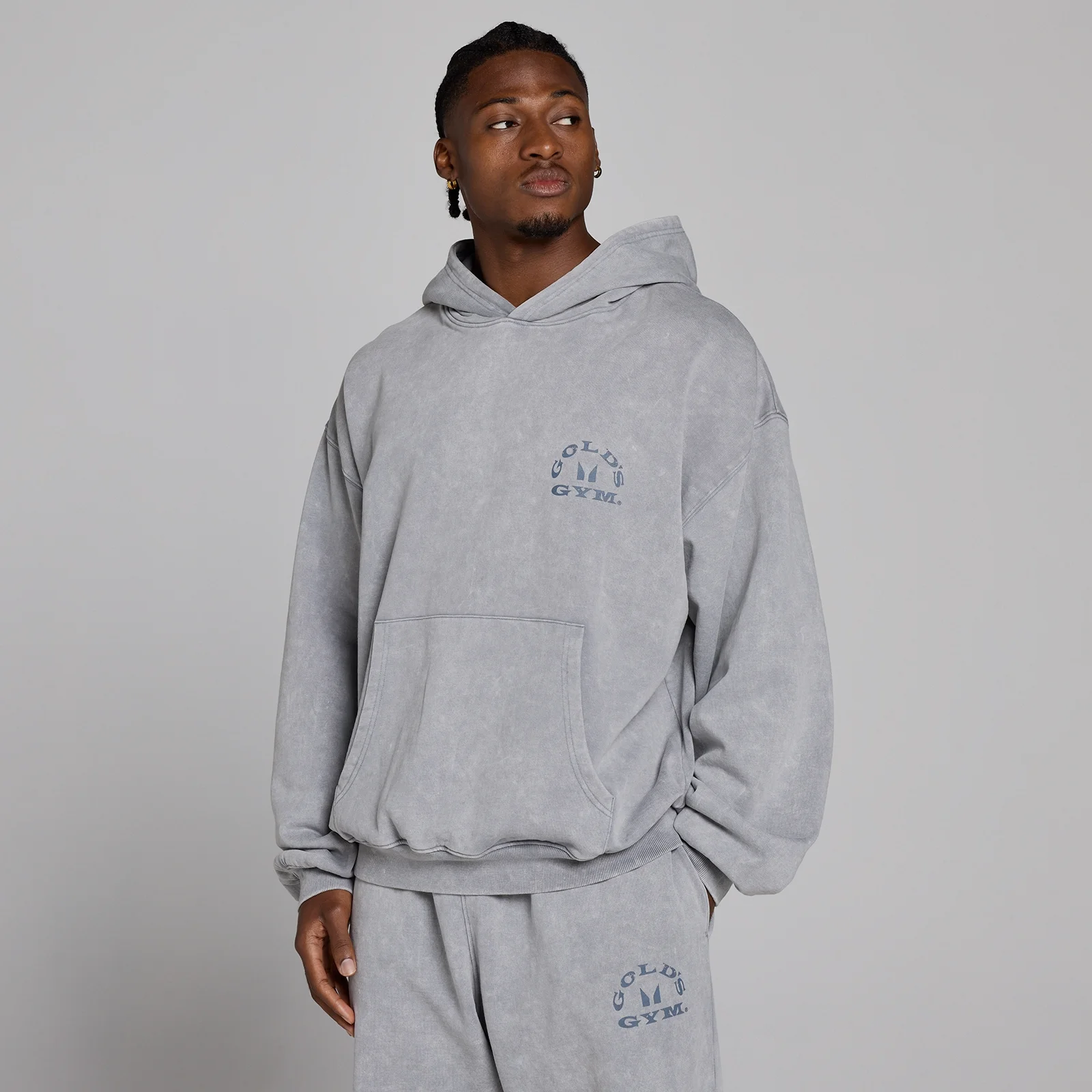 MP X Gold's Meeste Washed Graphic Oversized Kapuutsiga Dressipluus - Steel Blue - L Pilt 3