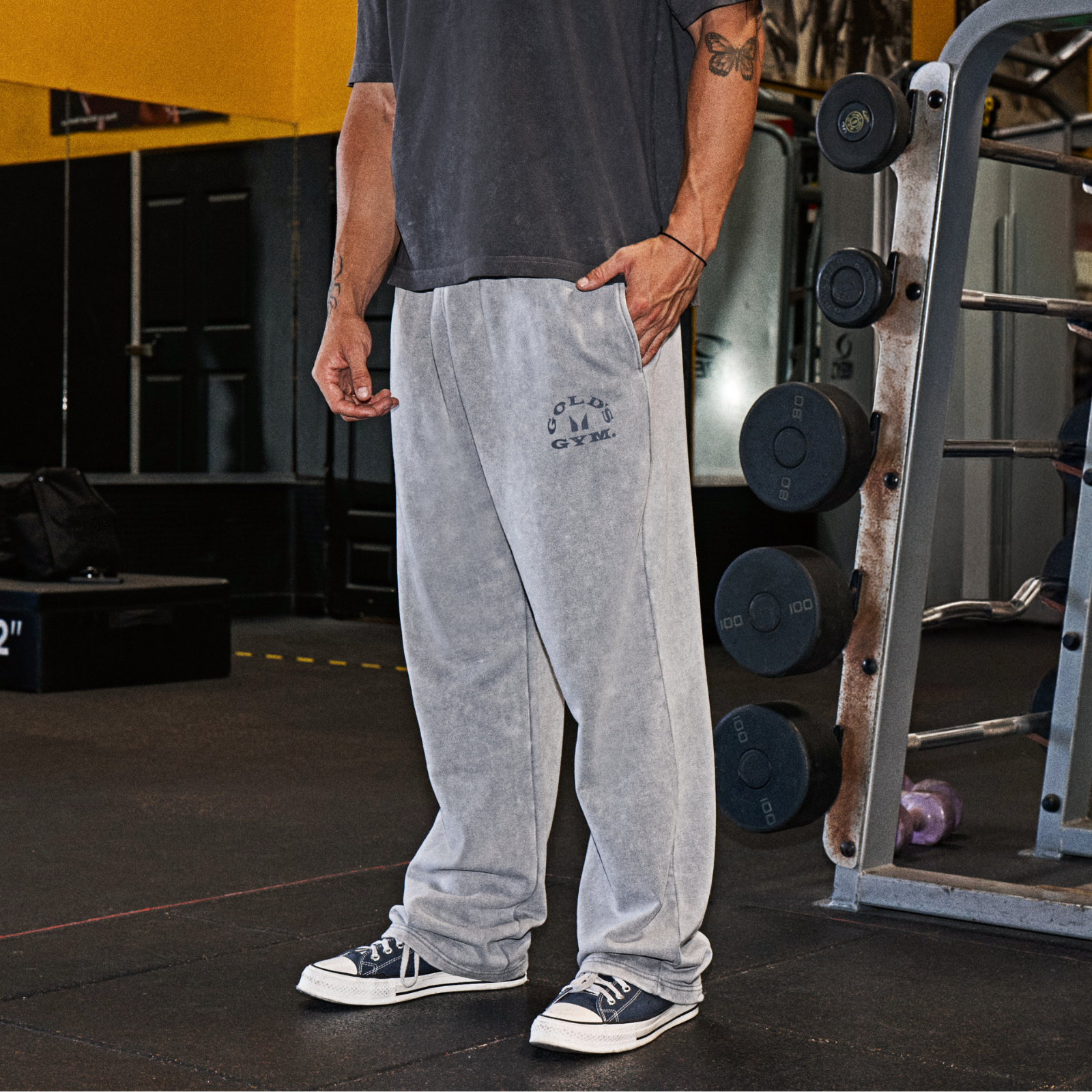 MP X Gold's Meeste Washed Graphic Oversized Dressipüksid - Steel Blue - L Pilt 1