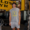 MP X Gold's Meeste Washed Graphic Oversized Tank - Steel Blue