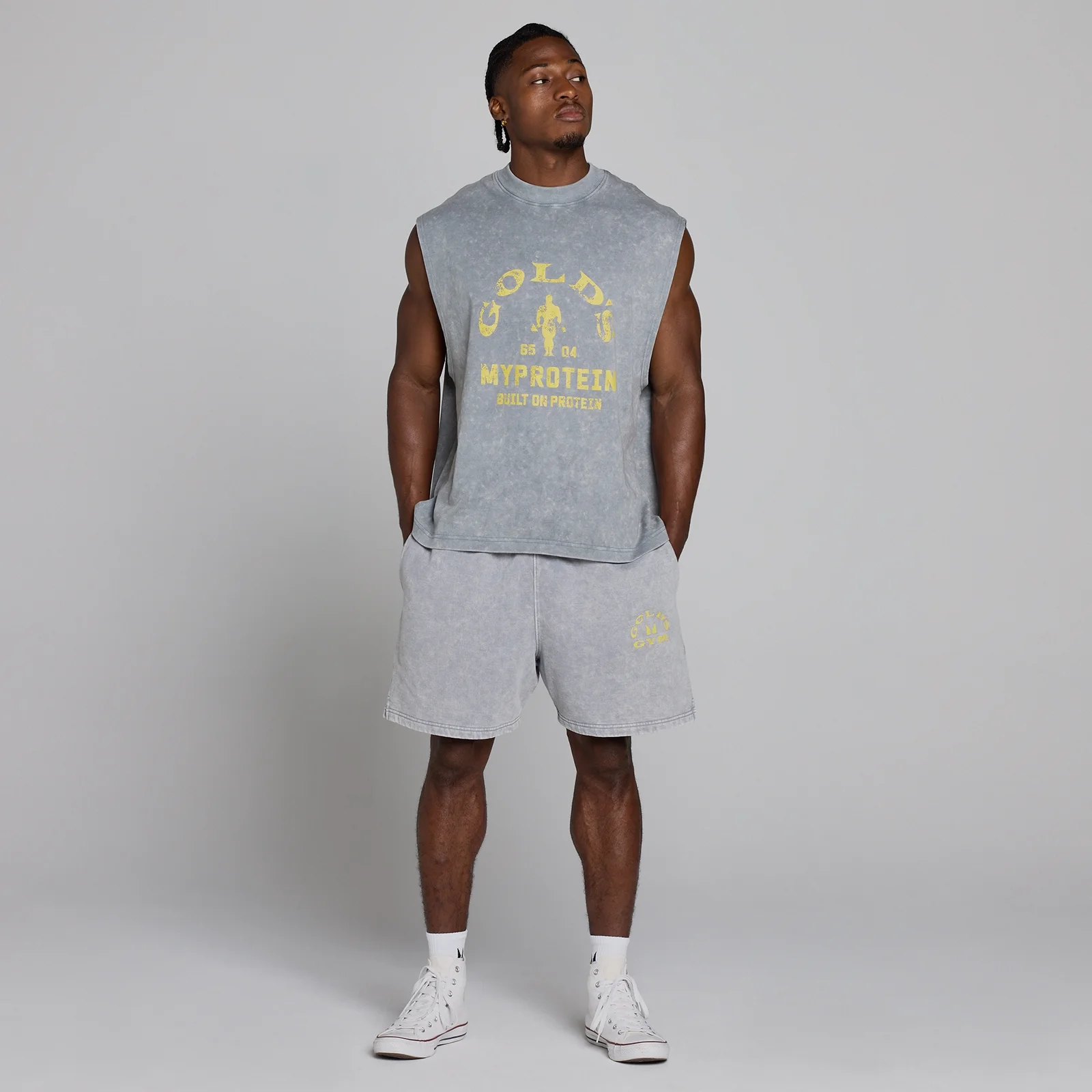 MP X Gold's Meeste Washed Graphic Oversized Sweat Šortsid - Steel Blue - XS Pilt 5